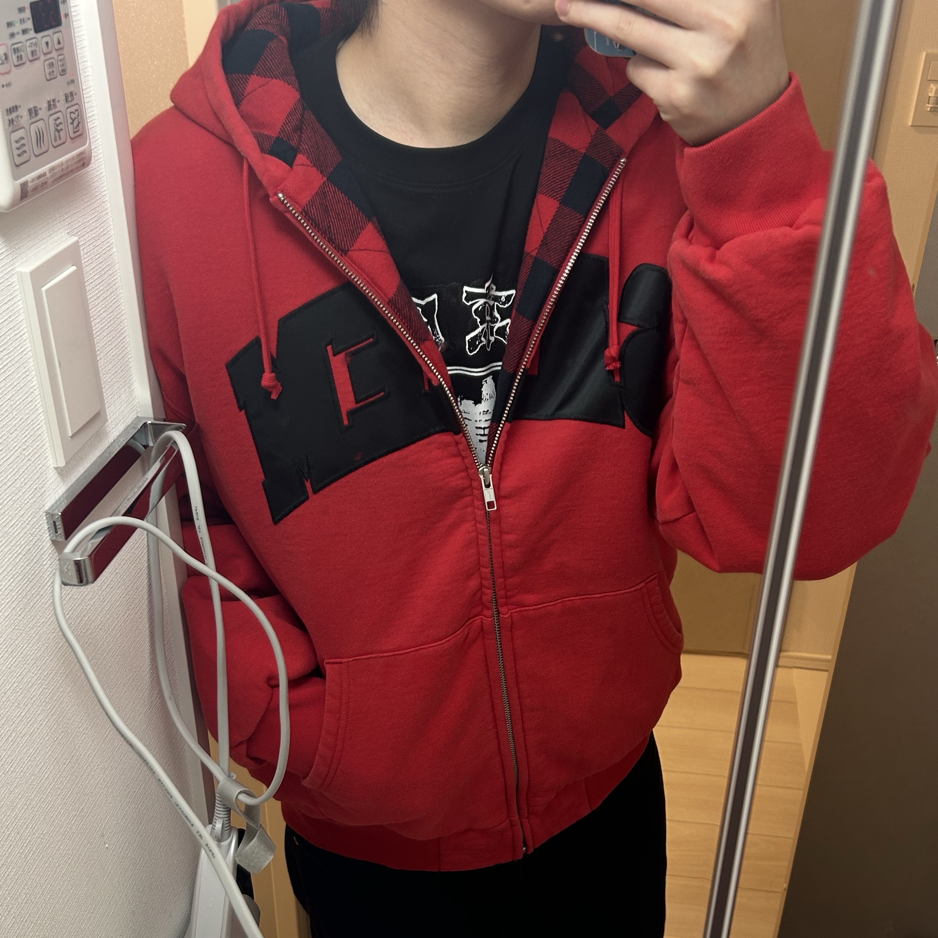 Supreme x Salem Zip Up Hooded Sweatshirt Red - 26SS 착용 스타일 - 2