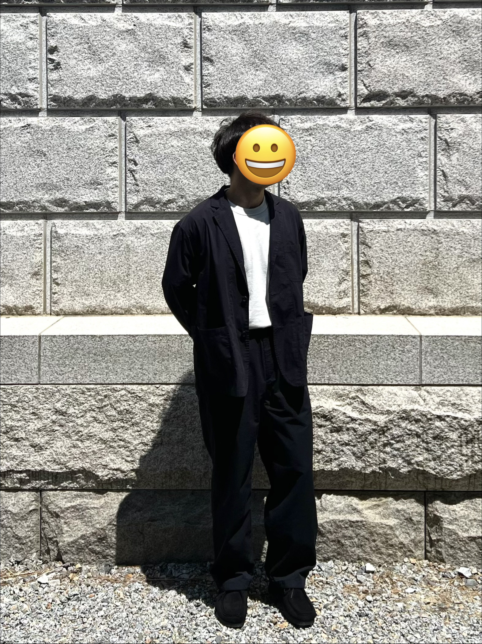 GU x Engineered Garments Cordlane Jacket Navy, GU x Engineered Garments Cordlane Easy Pants Navy 착용 스타일 - 2