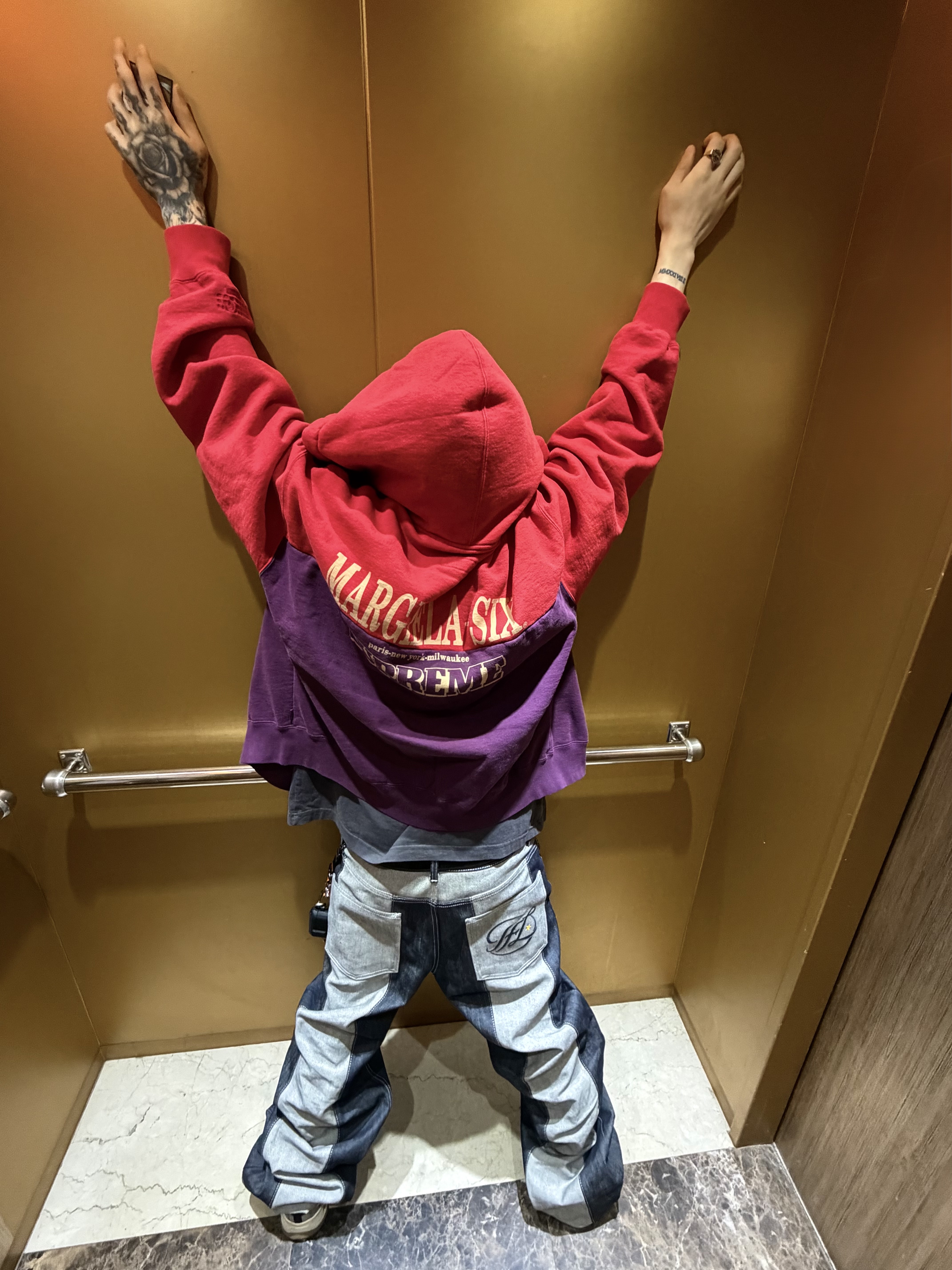 Supreme x MM6 Maison Margiela Eagle Zip Up Hooded Sweatshirt Purple - 26SS 착용 스타일 - 1
