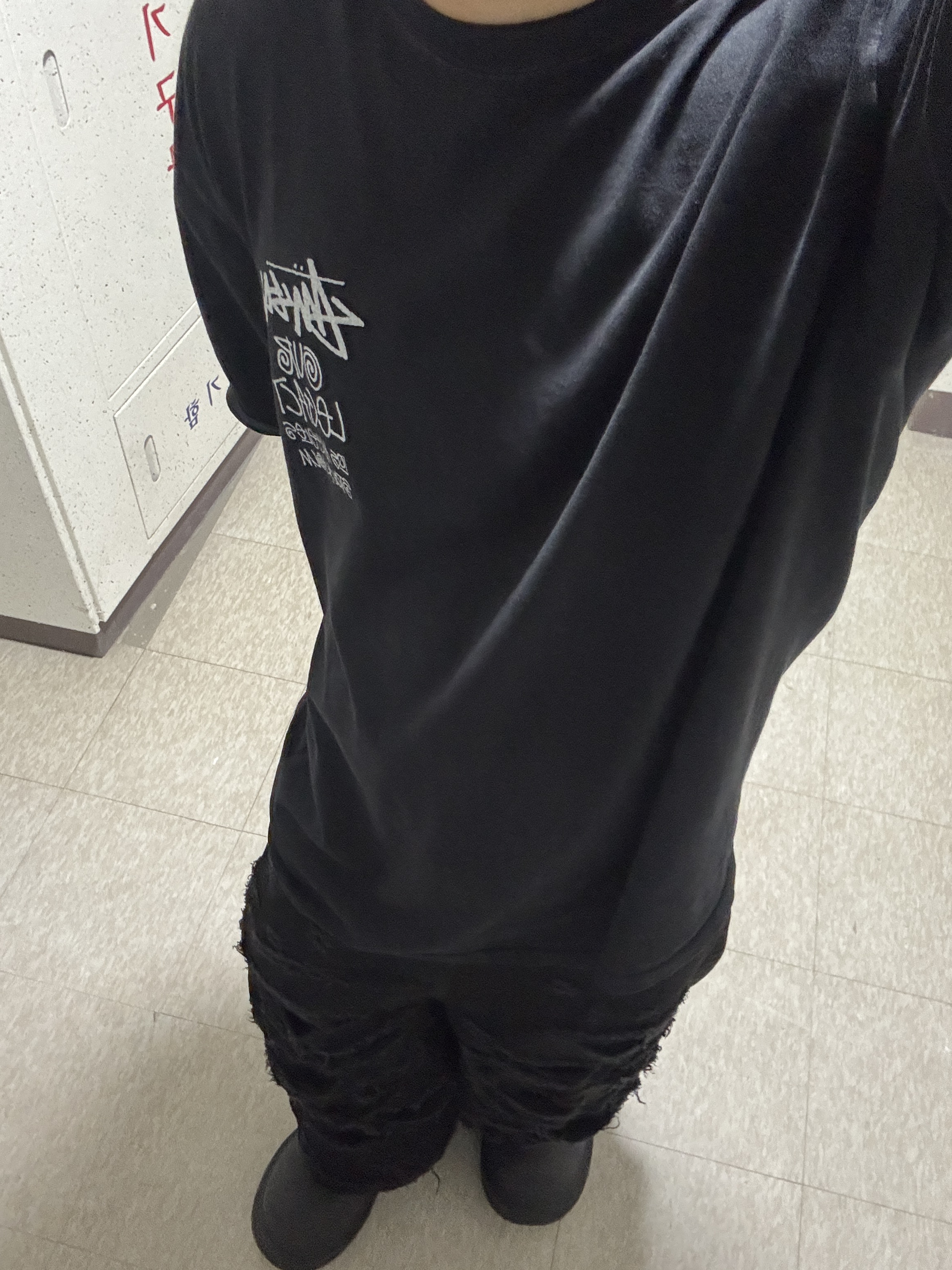 Balenciaga Steroid Derby Black, Stussy x Our Legacy Surfman Pigment Dyed T-Shirt Black 착용 스타일