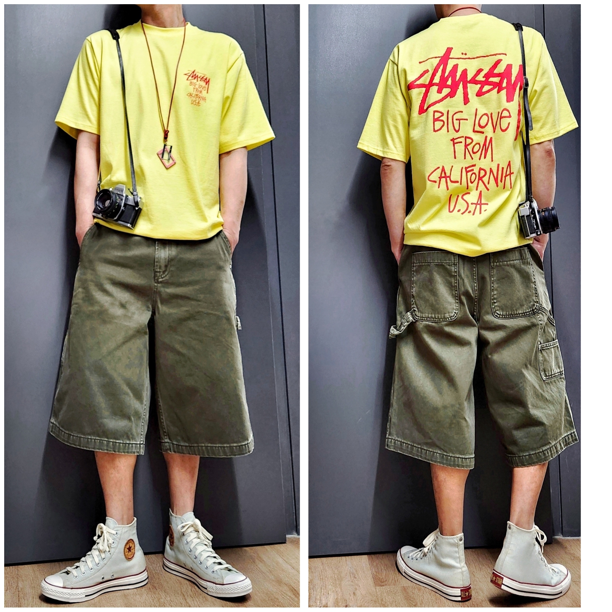 Stussy Big Love T-Shirt Lemon 착용 스타일 - 1