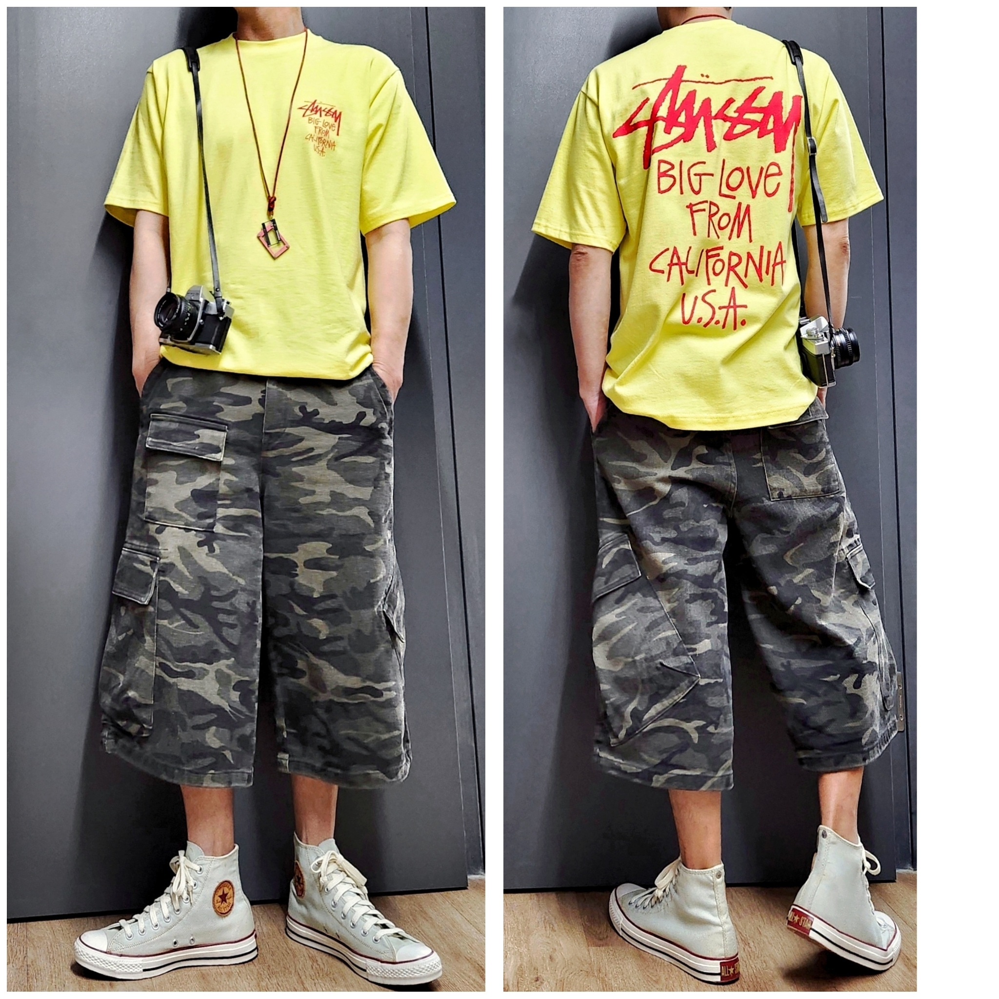 Stussy Big Love T-Shirt Lemon 착용 스타일 - 2