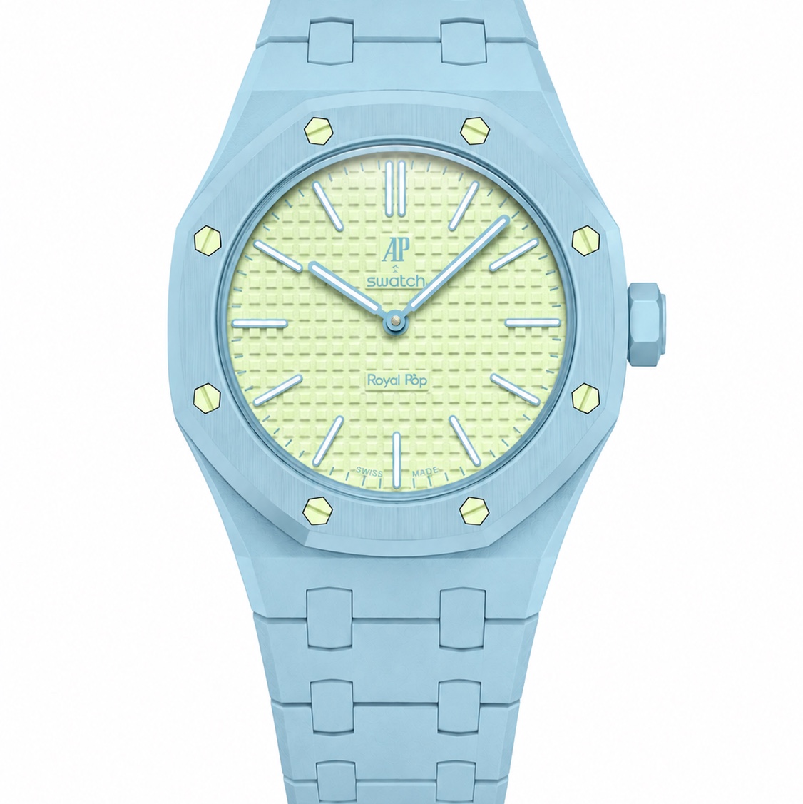 Swatch x Audemars Piguet Bioceramic Royal Pop Blaue Acht 착용 스타일