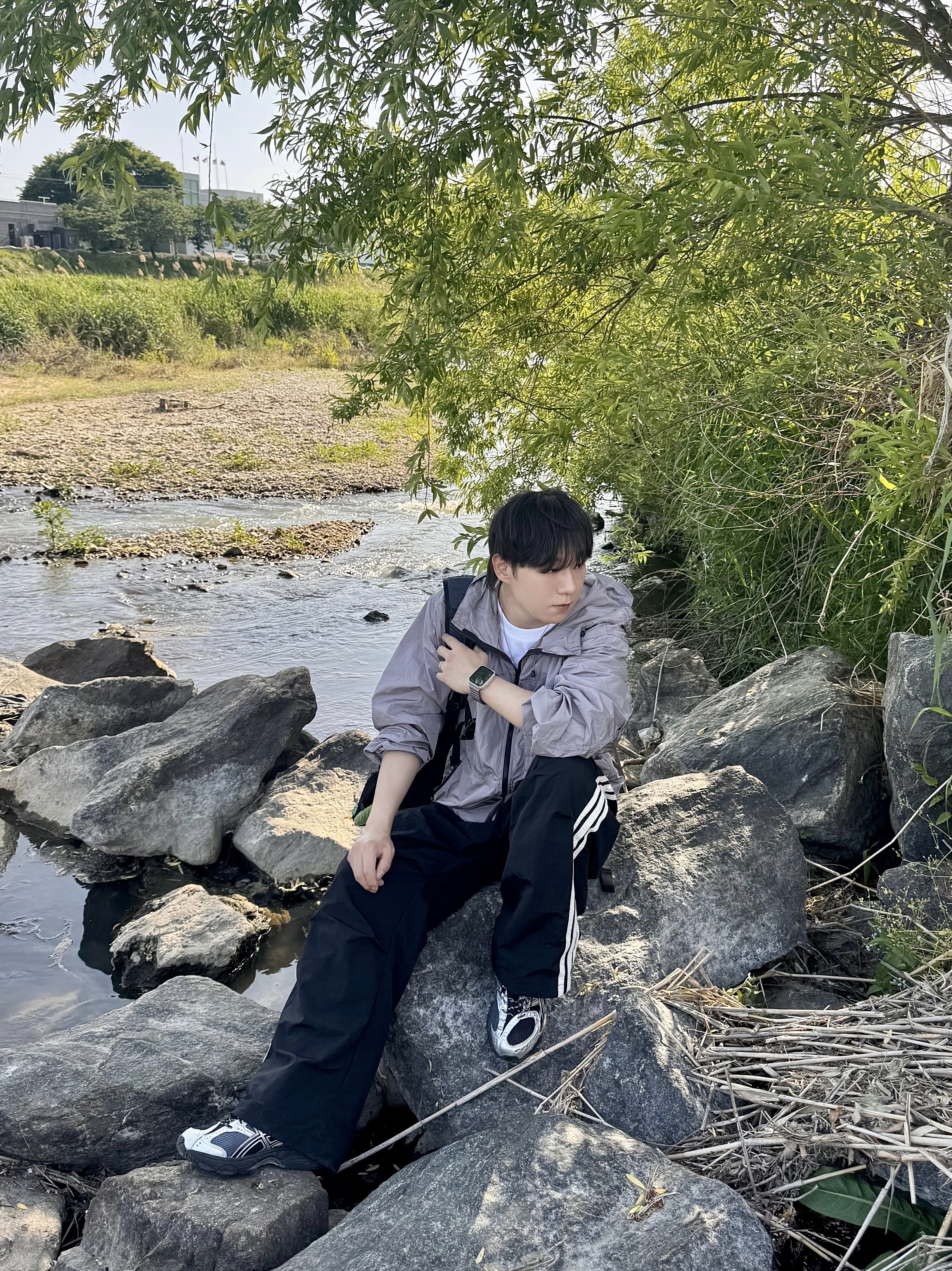 The North Face Daycamp Jacket Grayish Lilac - 26SS, Asics Gel-Kayano 14 Black Pure Silver 착용 스타일 - 6