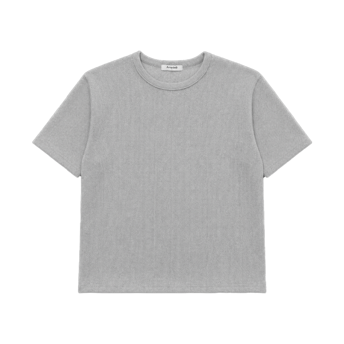 어레이드 리브드 숏 슬리브 크롭 티셔츠 그레이(Arrayed Ribbed Short-Sleeve Crop T-Shirt Gray)