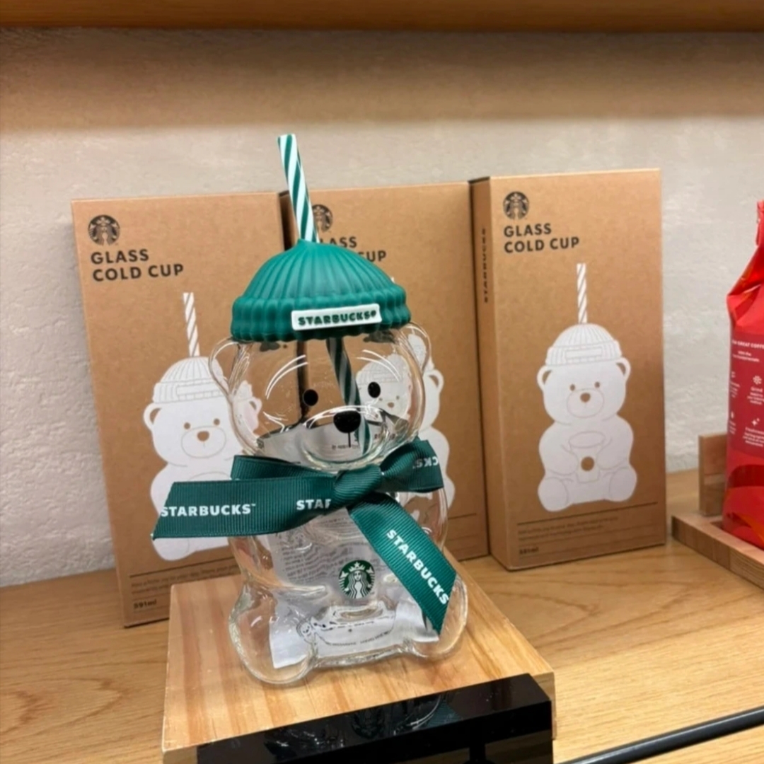 Starbucks Autumn Bearista Glass Cold Cup 591ml 착용 스타일