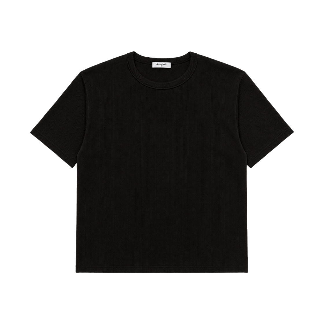 어레이드 리브드 숏 슬리브 크롭 티셔츠 블랙(Arrayed Ribbed Short-Sleeve Crop T-Shirt Black)