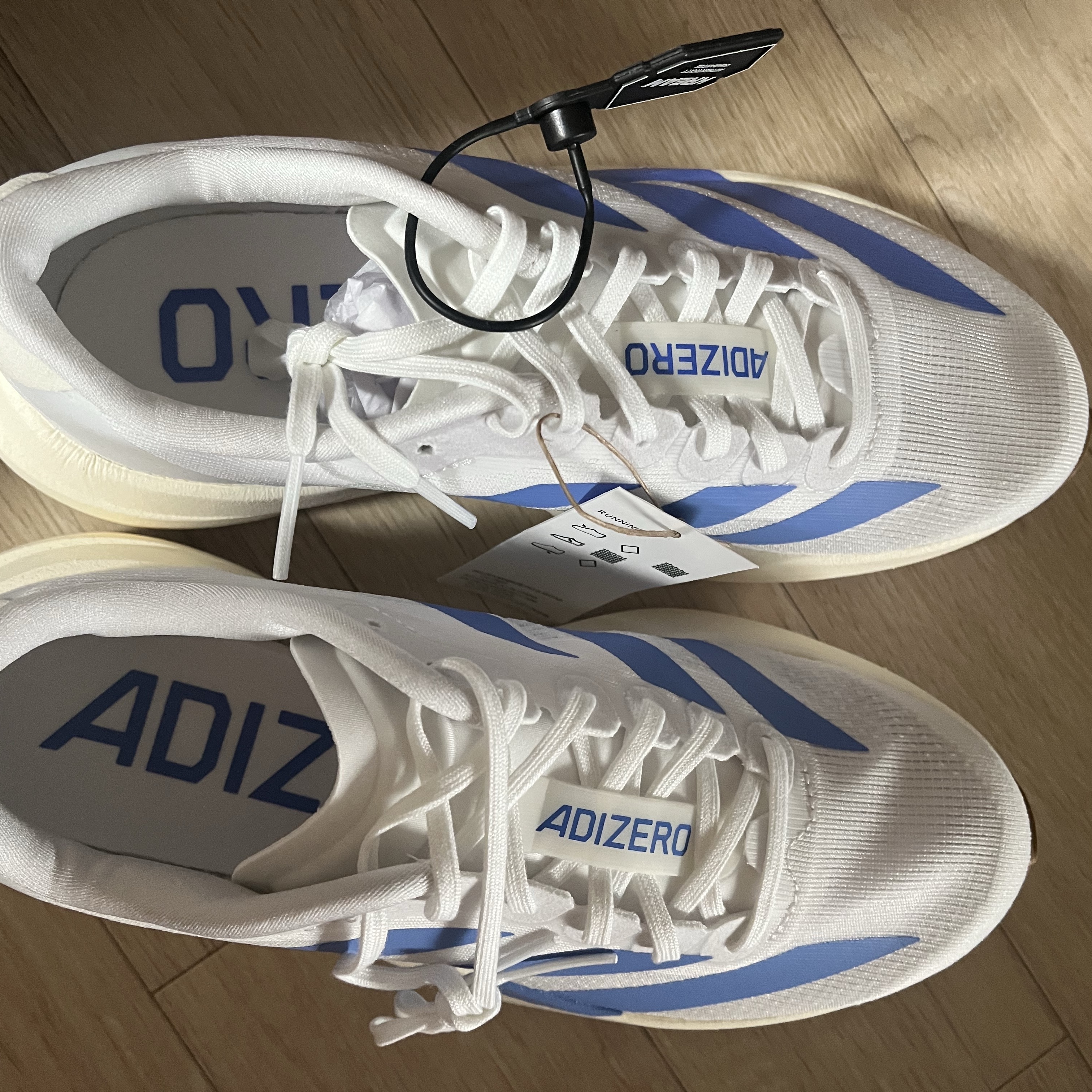 (W) Adidas Adizero Evo SL Cloud White Blue Fusion 착용 스타일 - 2