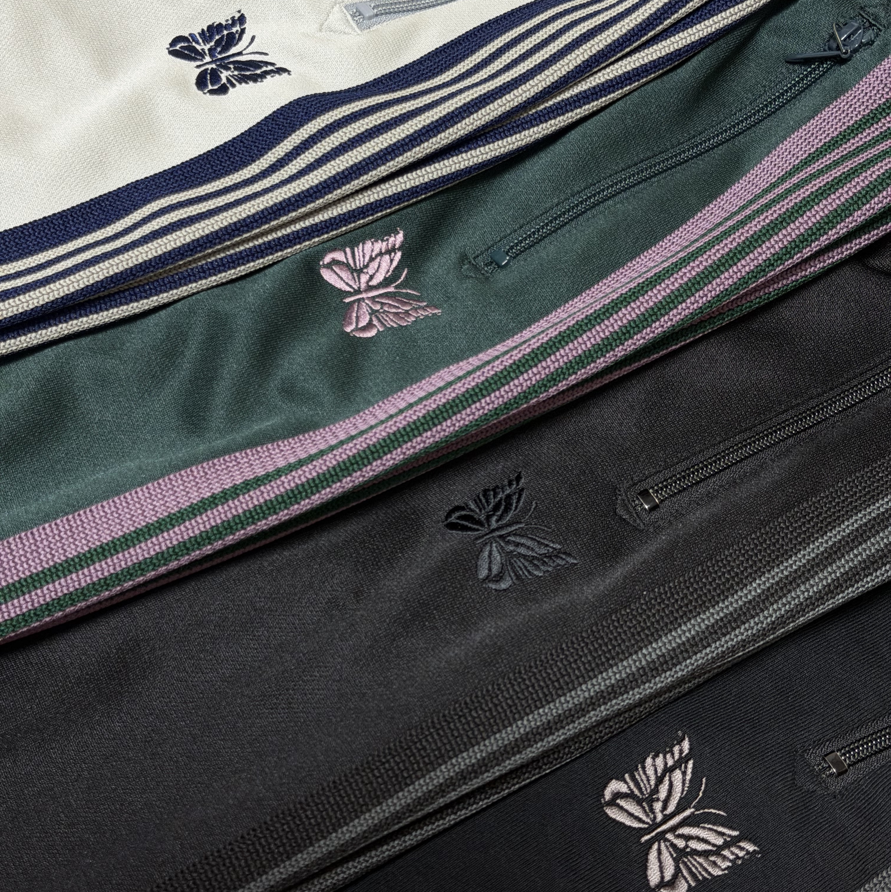 Needles x LHP Track Shorts Poly Smooth Grey, Needles H.D. Track Pants Poly Smooth Green 착용 스타일