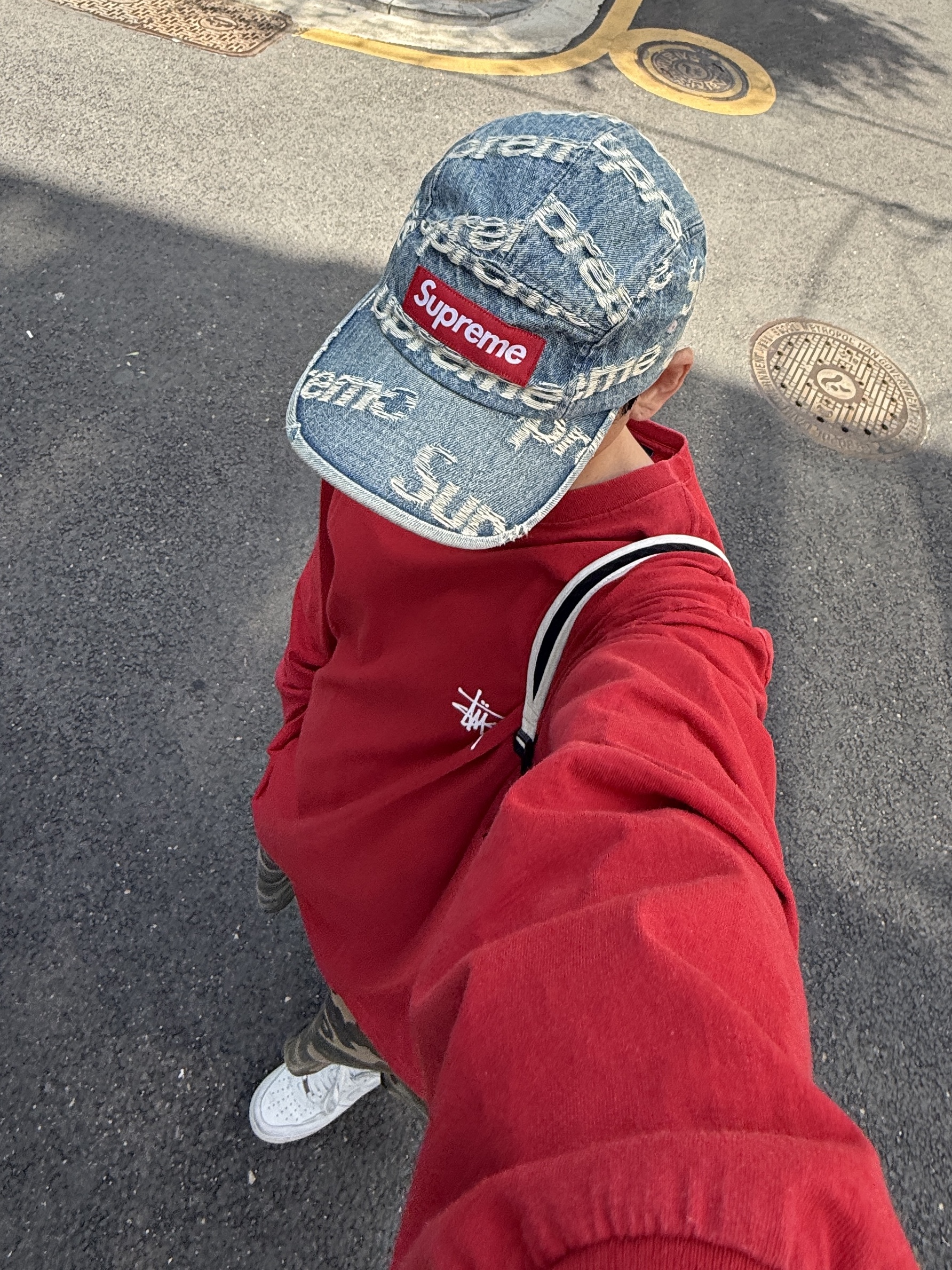 Nike x Supreme Air Force 1 Low White, SLOW RECORD HOUSE Carpenter Bermuda Wide Camo Pants Vintage Green 착용 스타일 - 1