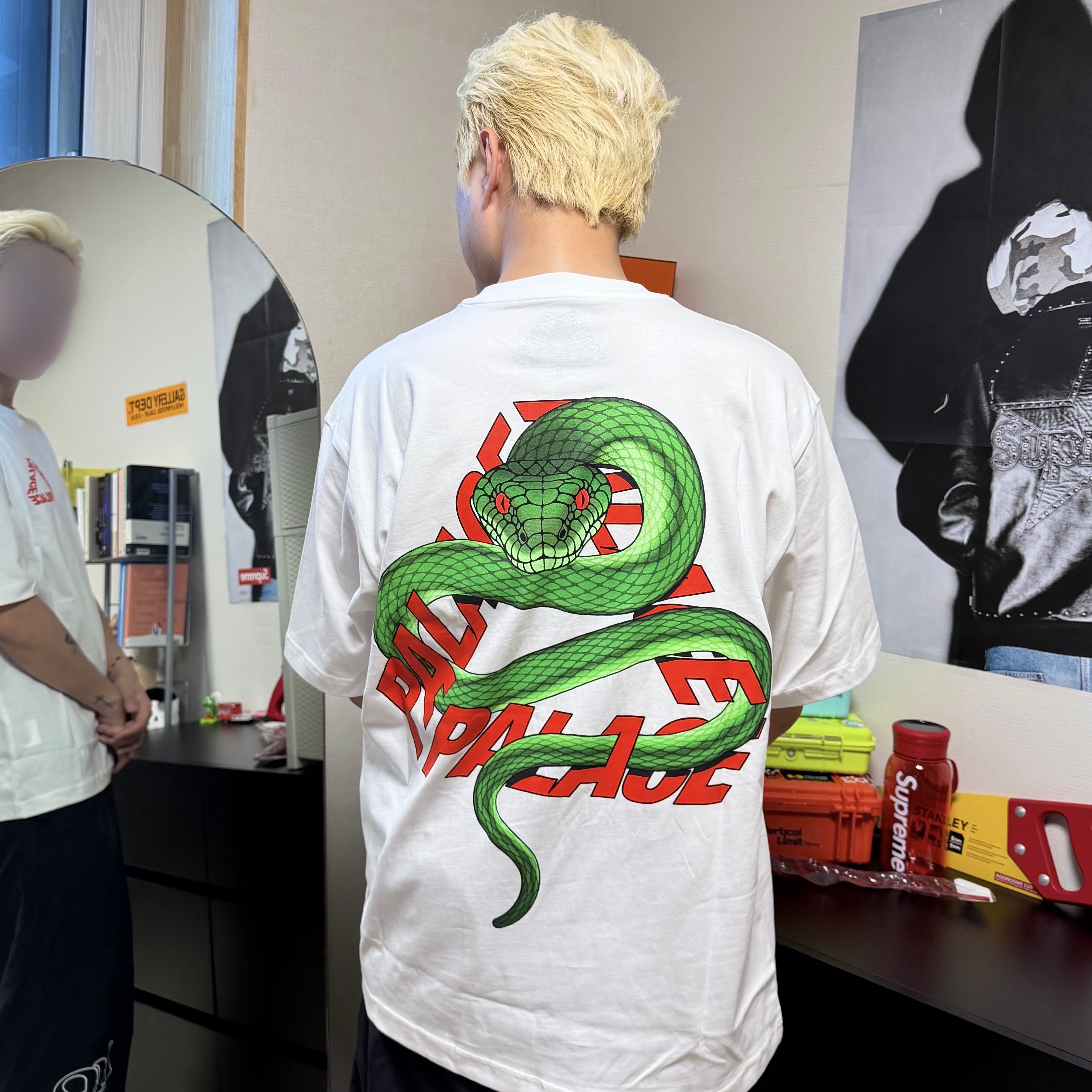Palace Snakey P3 T-Shirt White - 26SS 착용 스타일