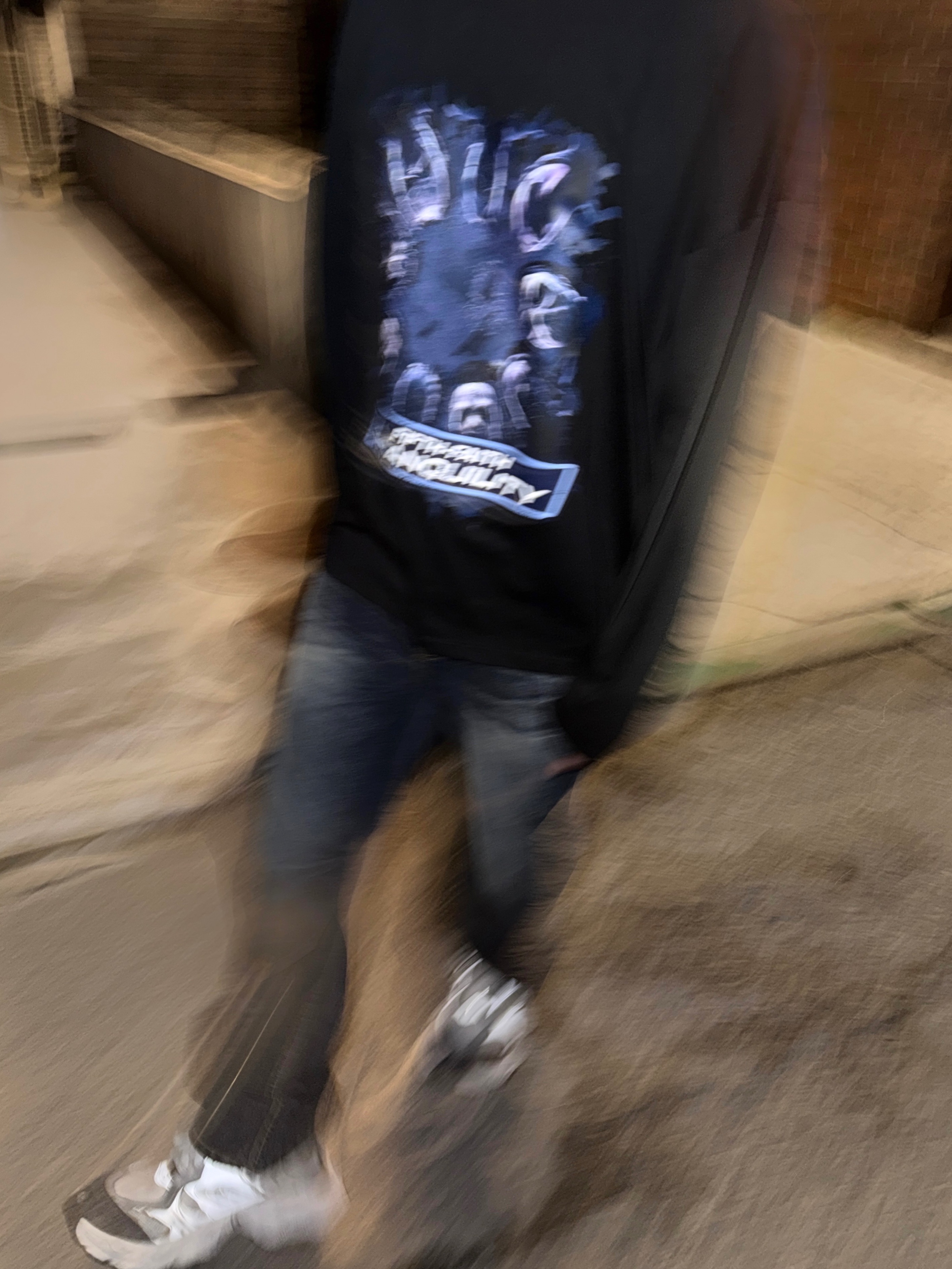 CSC Over Draped Denim Pants Mid Blue, CSC Tranquility Long Sleeve T-Shirt 착용 스타일 - 3