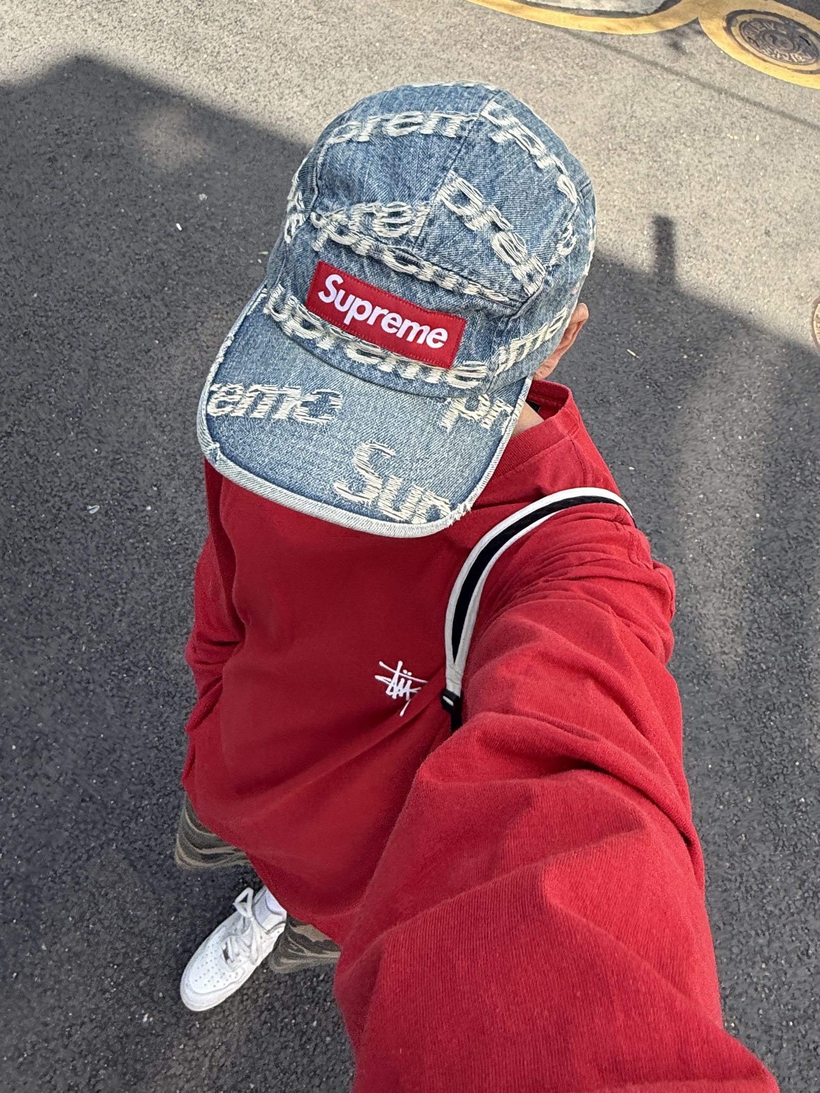 Nike x Supreme Air Force 1 Low White, SLOW RECORD HOUSE Carpenter Bermuda Wide Camo Pants Vintage Green 착용 스타일 - 3