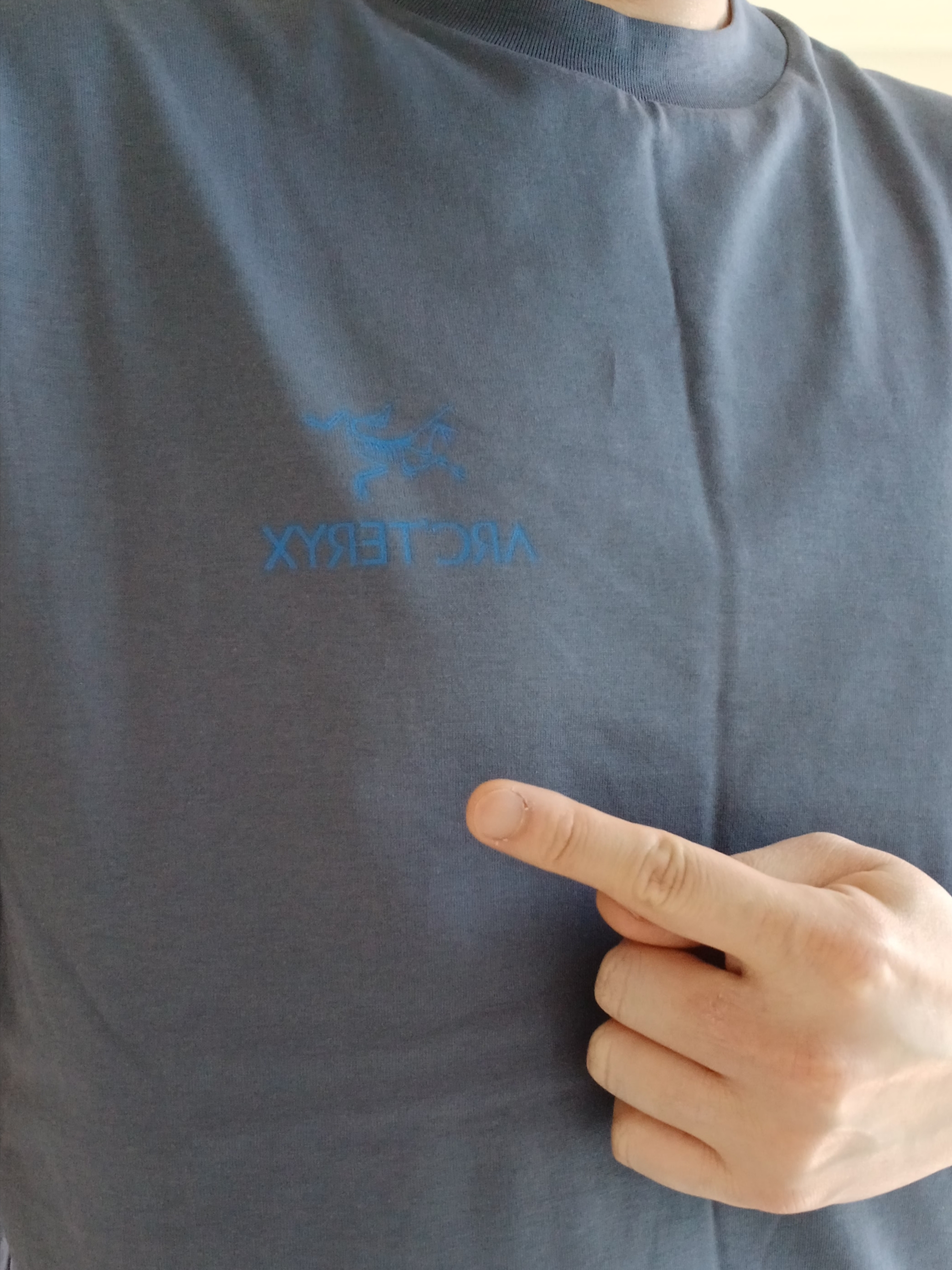 Arc'teryx Bird Word Cap Dk Stratus Habitat, Arc'teryx Kragg SL Cotton Bird Word SS T-Shirt Dk Stratus Fluidity 착용 스타일 - 3