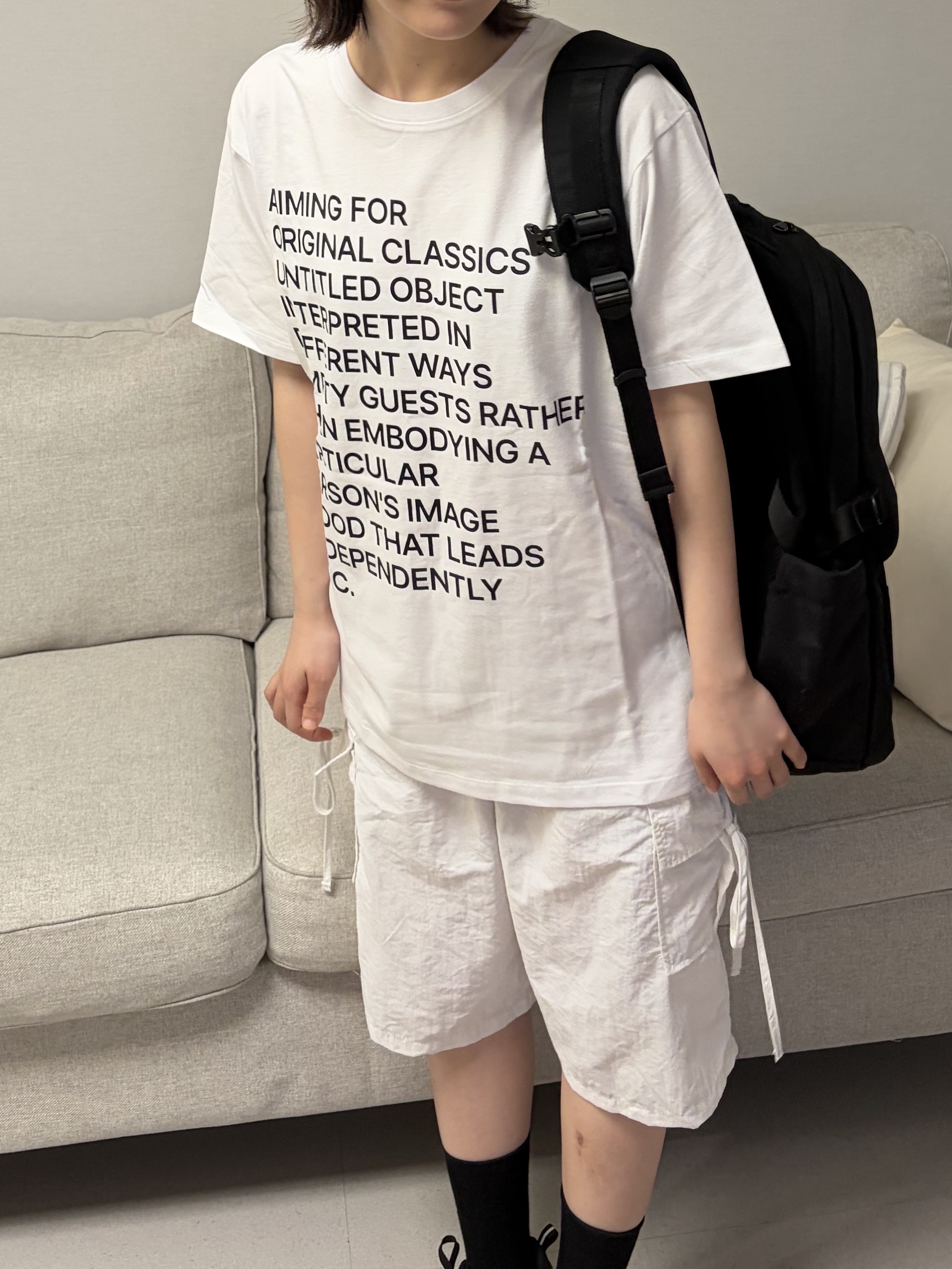 MILLO WOMEN Lettering Archive T-shirts White 착용 스타일 - 7