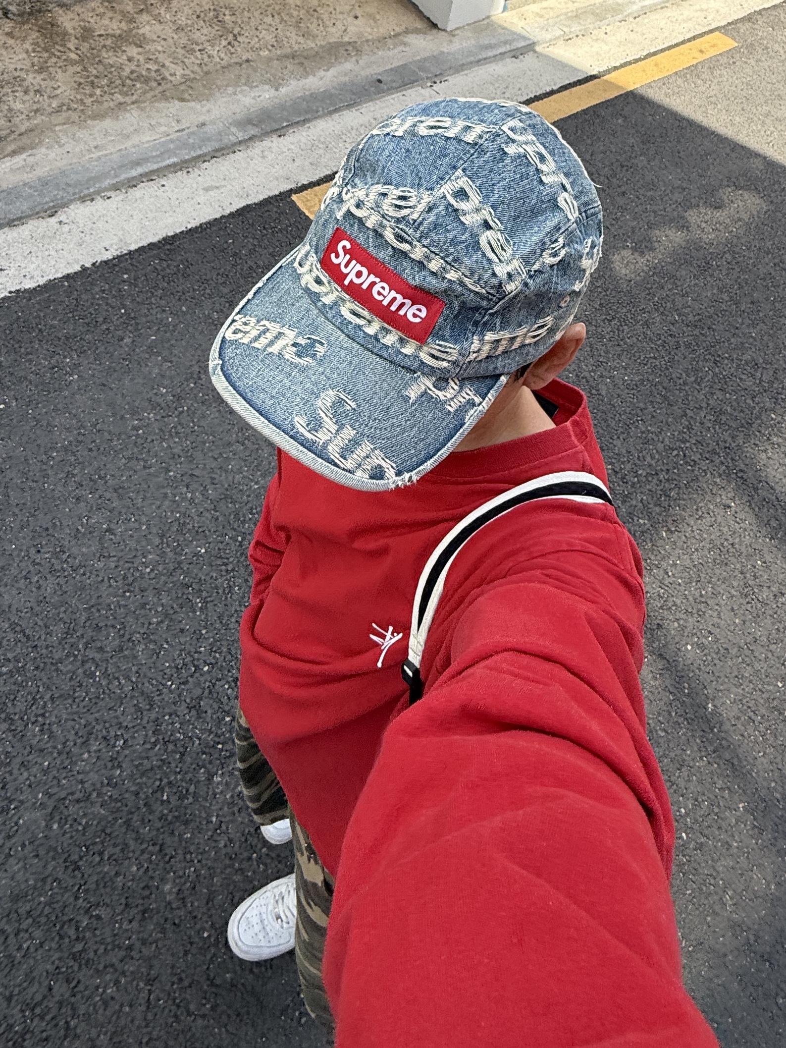 Nike x Supreme Air Force 1 Low White, SLOW RECORD HOUSE Carpenter Bermuda Wide Camo Pants Vintage Green 착용 스타일 - 2