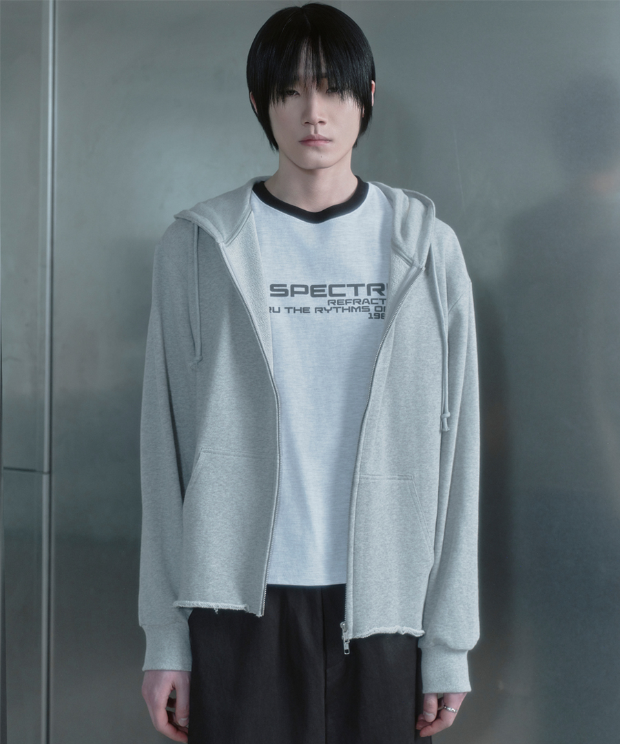 키류 컷 오프 후드 집업 멜란지 그레이(kiryu Cut Off Hoodie Zip Up Melange Gray) - 2
