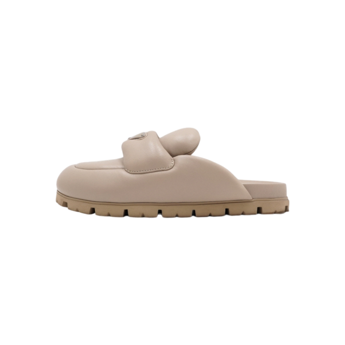 프라다 1S084N 베이지 소프트 패딩 나파 레더 여성 뮬 슬리퍼aa64048(Prada Beige Soft Padded Nappa Leather Women Mule Slippers) - 1