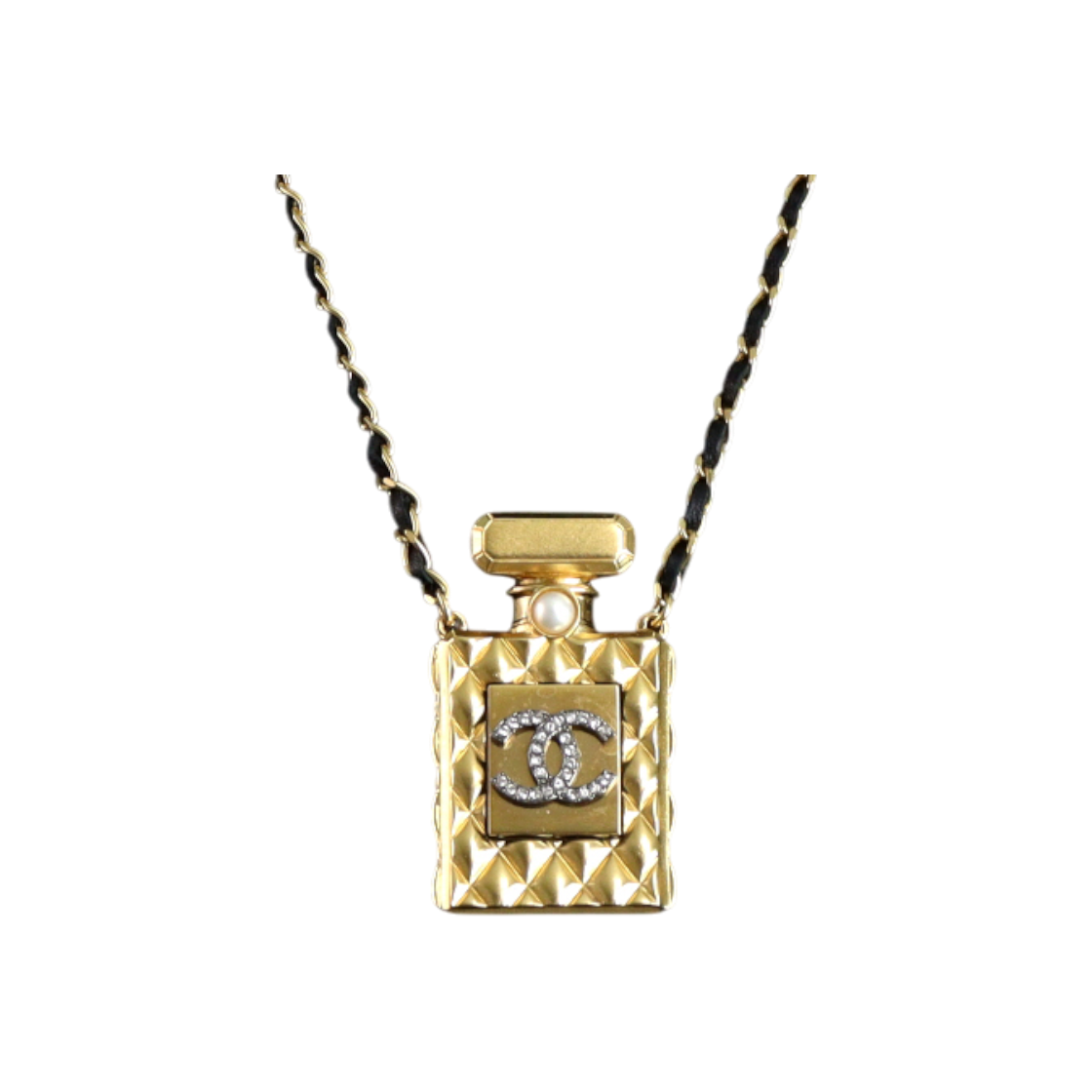 ITL684JRBQPA Chanel 20S Gold CC Crystal Perfume Bottle Pendant Necklace