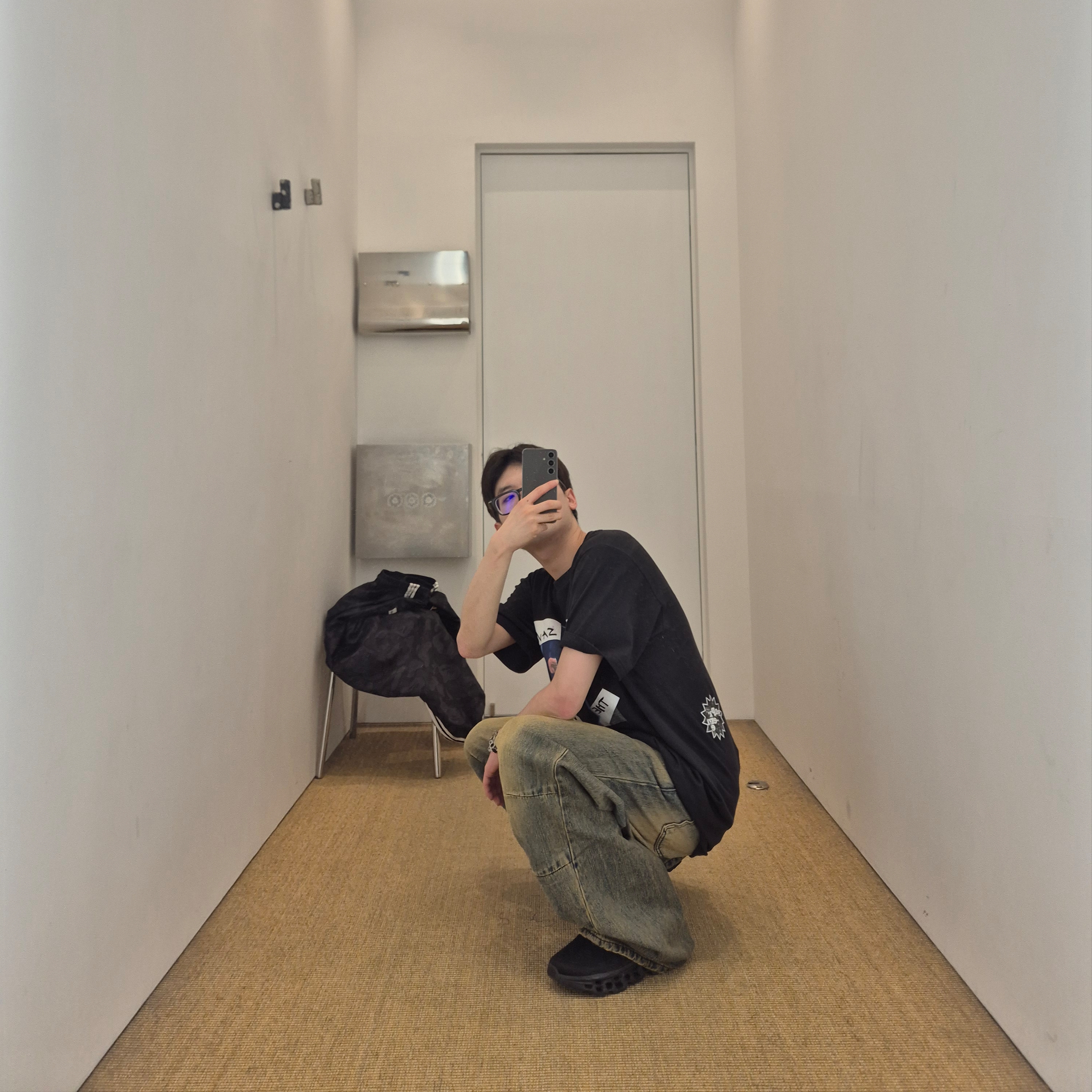 Supreme God Save Us T-Shirt Black - 26SS, Adidas x BAPE Jacquard Pants Black - KR Sizing 착용 스타일 - 7