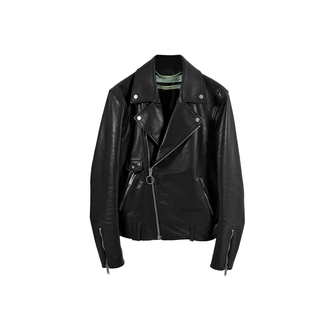 오프화이트 남성 그래피티 애로우 레더 바이커 라이더 자켓 블랙(Off-White Men Graffiti Arrow Leather Biker Jacket Black) - 1