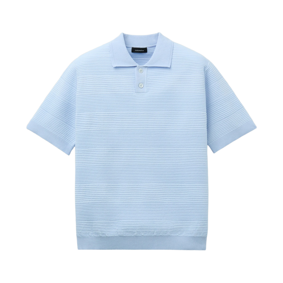 CWWAM26411BUX Customellow Stripe Textured Collar Sweater Blue