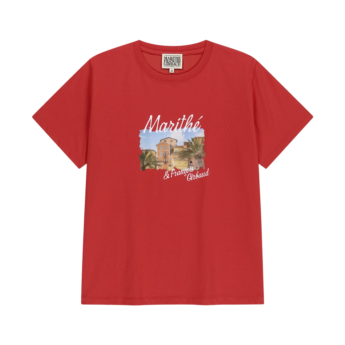(W) 마리떼 프랑소와 저버 에어로쿨 리조트 그래픽 티셔츠 레드((W) Marithe Francois Girbaud Aerocool Resort Graphic T-Shirt Red)