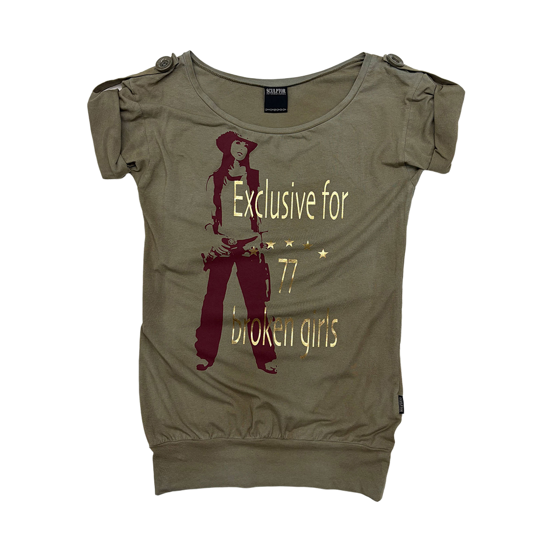 스컬프터 브로큰 걸스 롤업 티 더티 카키(Sculptor Broken Girls Roll Up Tee Dirty Khaki)