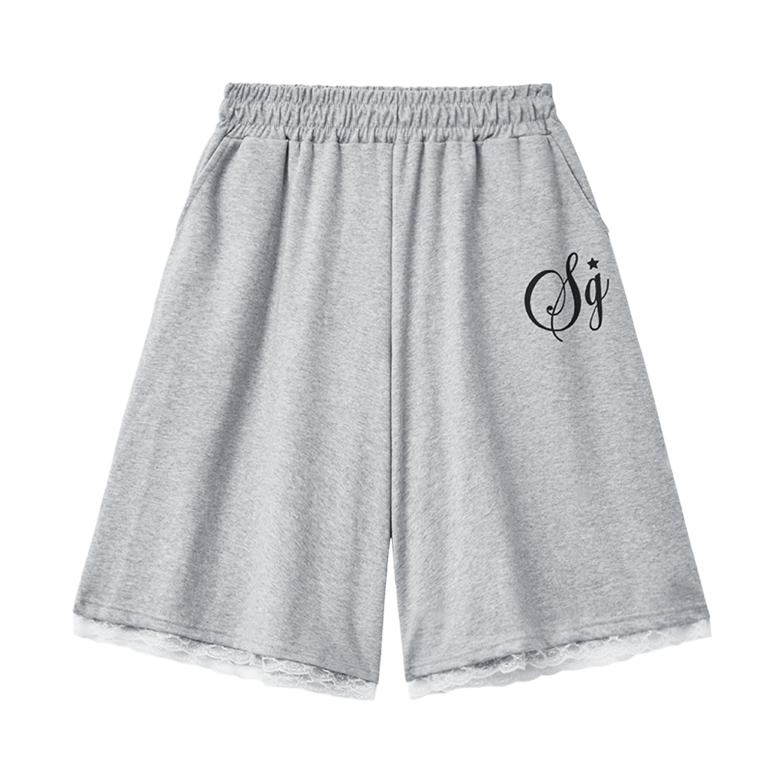 슬릭글로우 레이스 밴딩 버뮤다 팬츠 그레이(SLEEKGLOW Lace Banding Bermuda Pants Gray)