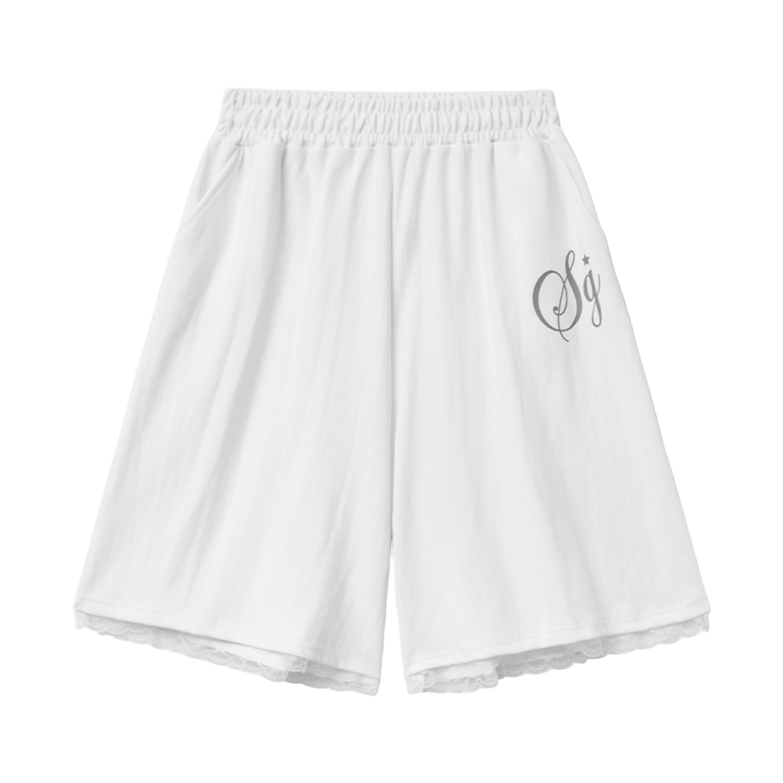 슬릭글로우 레이스 밴딩 버뮤다 팬츠 화이트(SLEEKGLOW Lace Banding Bermuda Pants White)