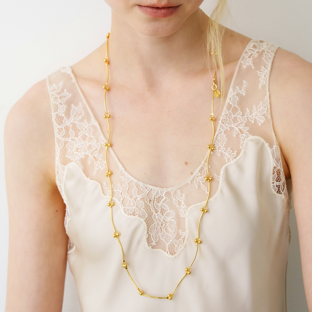 러브미몬스터 투 볼 링크 체인 롱 목걸이 골드(lovememonster Two Ball Link Chain Long Necklace GOLD) - 2