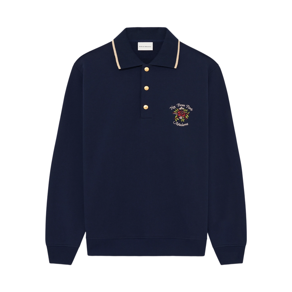 PL162-CO127-NY Drole de Monsieur Rose Slogan Polo Navy
