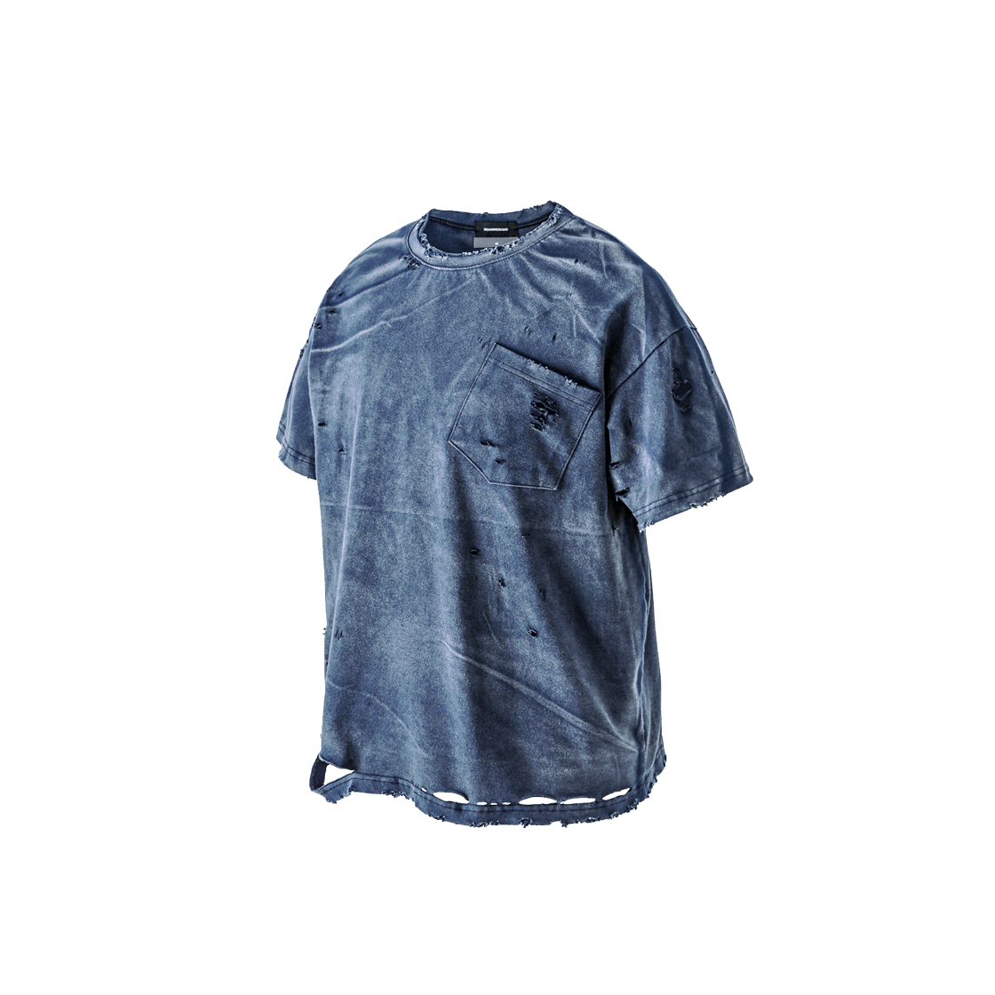 로어링라드 워시드 디스트로이드 티셔츠 블루(ROARINGRAD Washed Distressed T-Shirt Blue)
