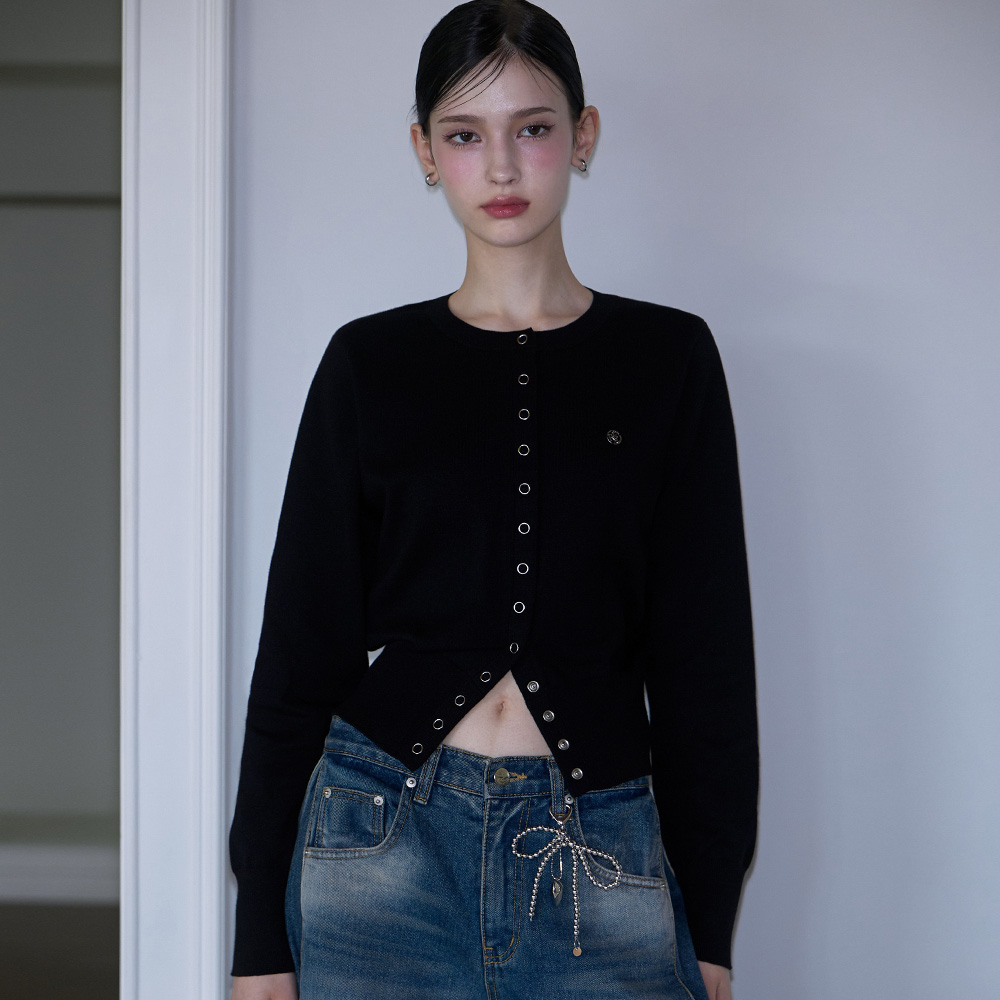 로제프란츠 아일렛 라운드 가디건 블랙(Rosefrantz Eyelet Round Cardigan [Black]) - 2