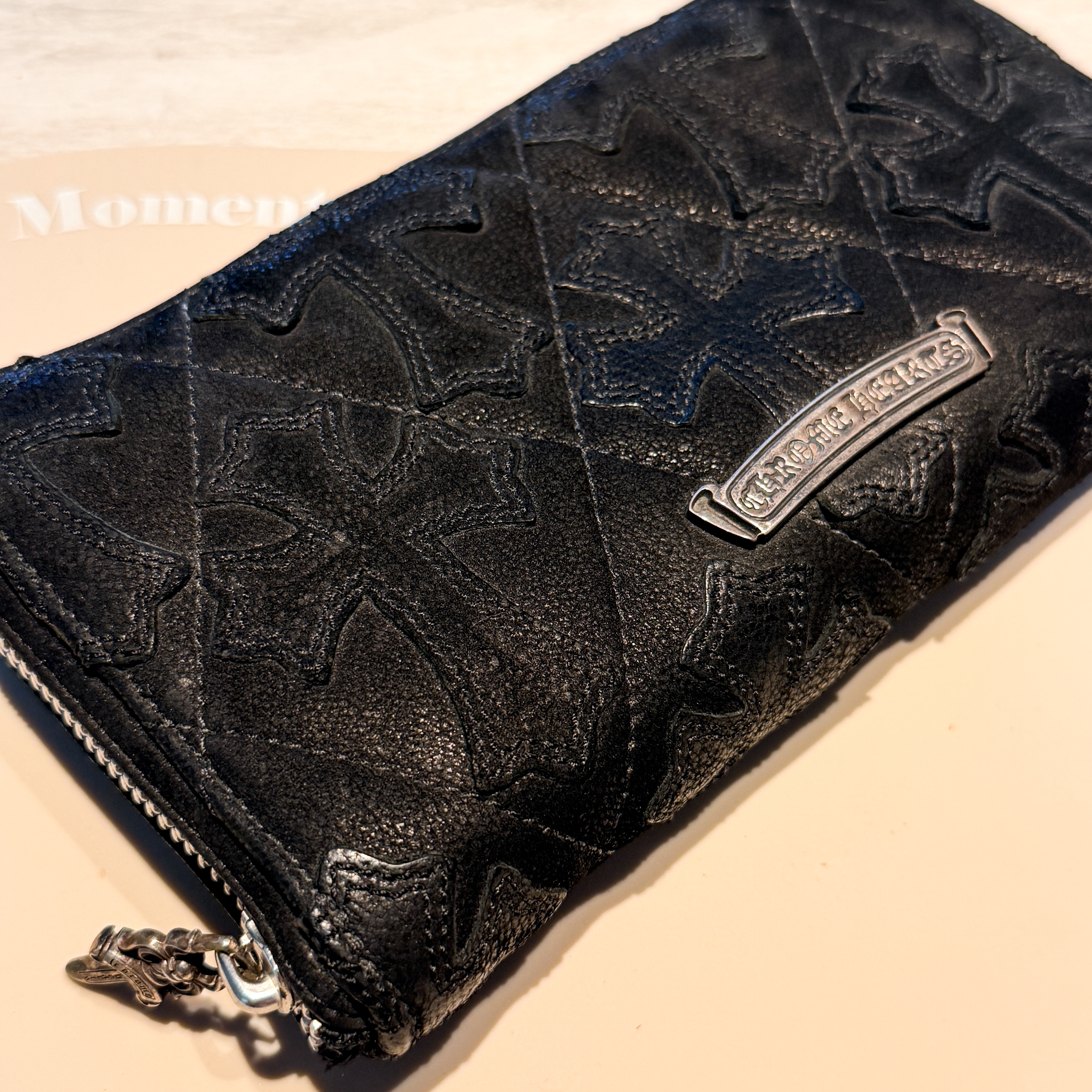Hansroom Chrome Hearts Cemetery Cross Quilting Leather Wallet Black, Chrome Hearts Spacer Forever Ring 6mm Silver 착용 스타일 - 3