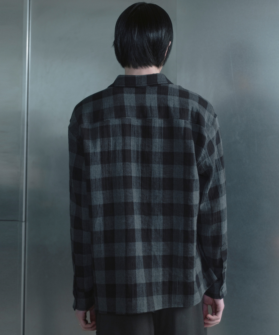 키류 린넨 버팔로 빅 체크 셔츠 블랙(kiryu Buffalo Big Check Shirt Black) - 4