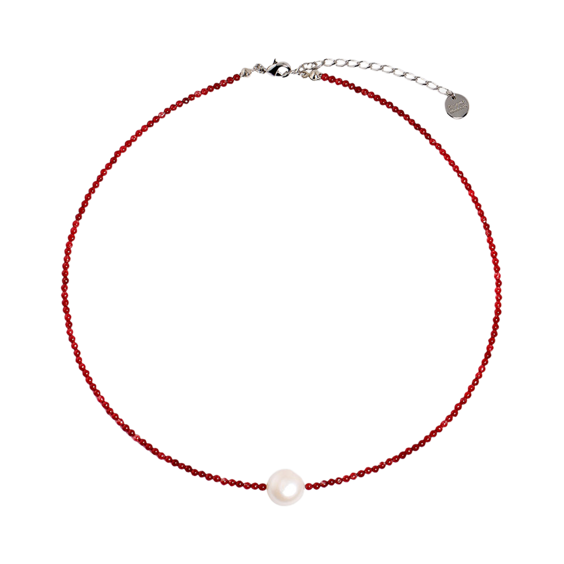 L261MNK030 lovememonster Natural Gem And Pearl Necklace RED