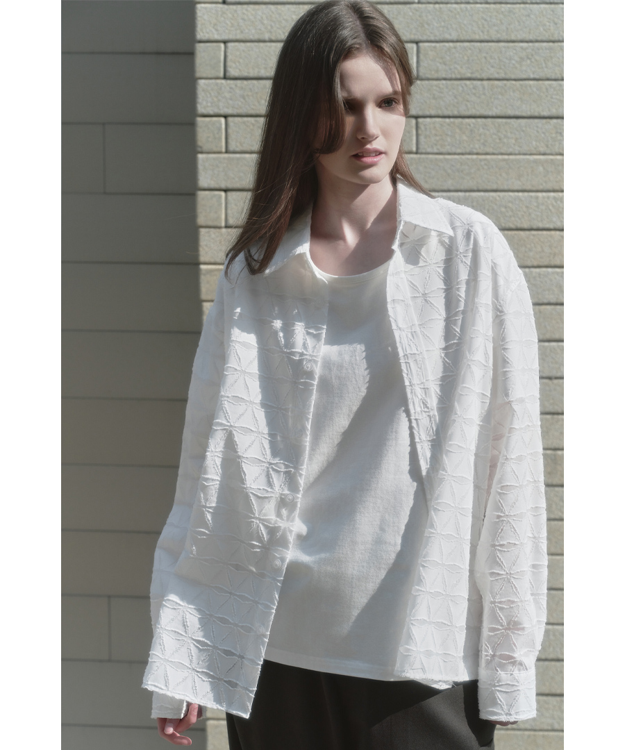 키류 프리즘 컷 오프 셔츠 화이트(kiryu Prism Cut Off Shirt White) - 4