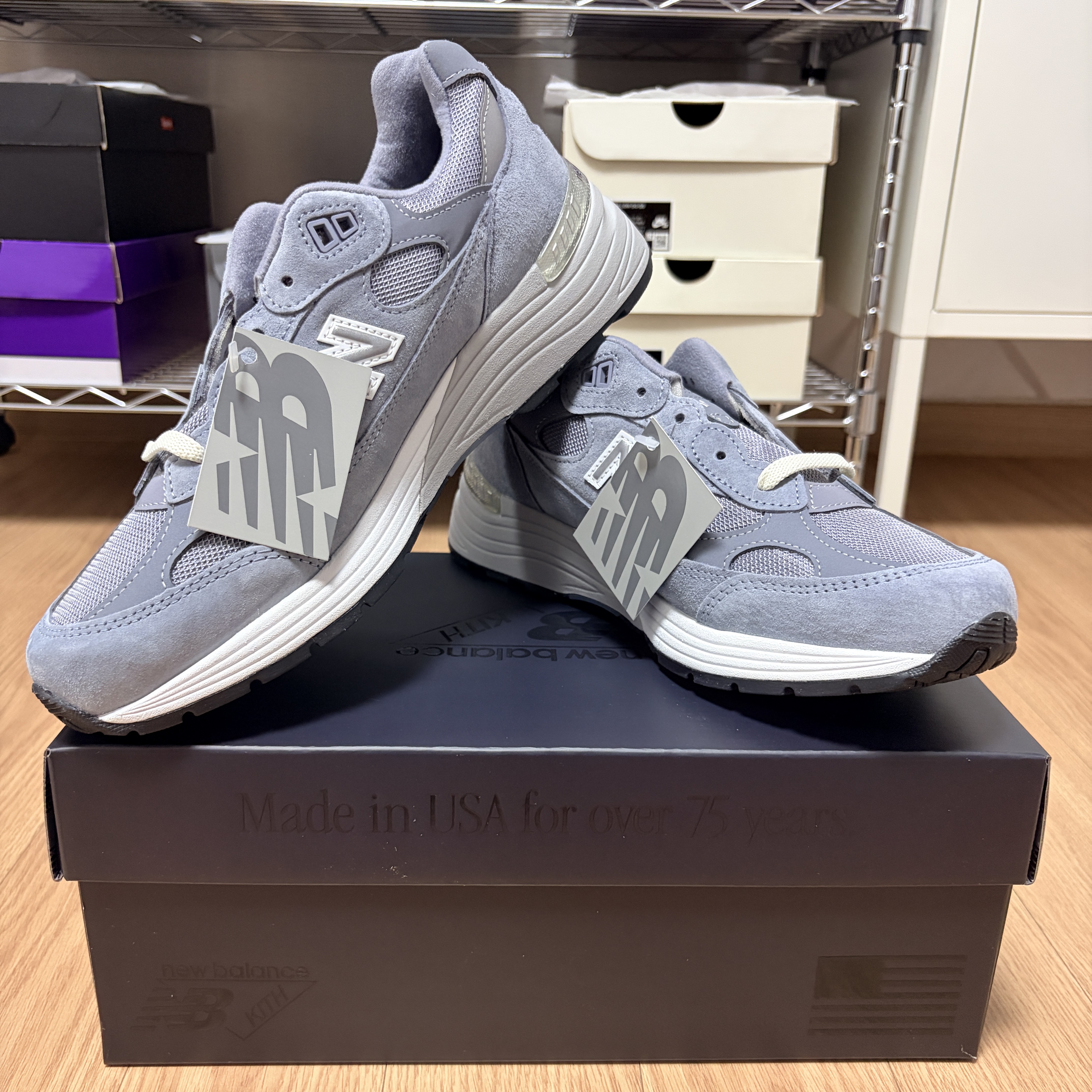 New Balance x Kith 993 Made in USA Asteroid, New Balance x Kith 992 Made in USA Argon 착용 스타일 - 2