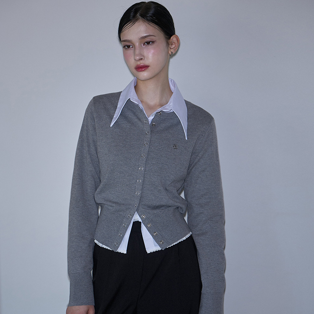 로제프란츠 아일렛 라운드 가디건 그레이(Rosefrantz Eyelet Round Cardigan [Gray]) - 2