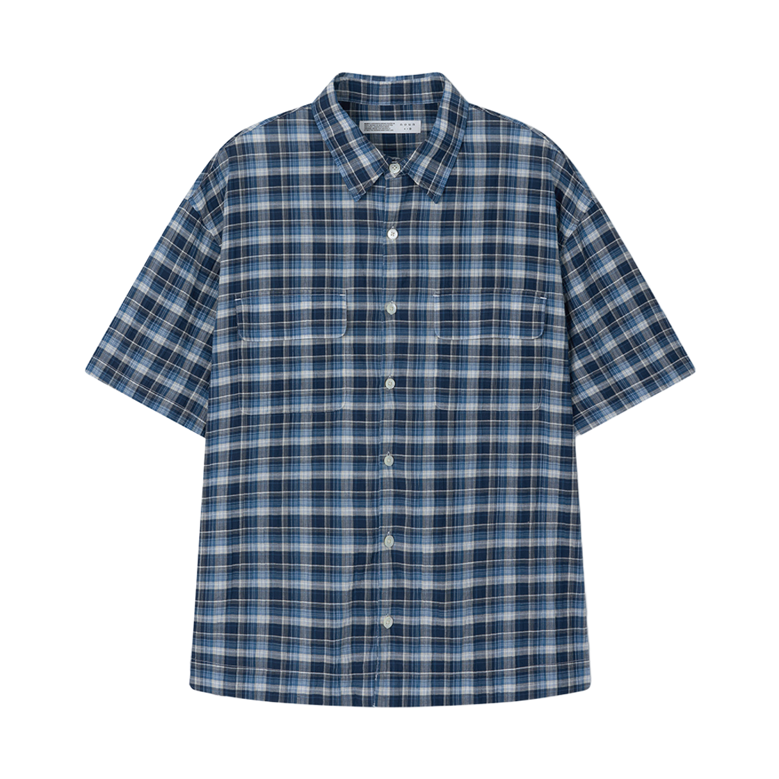 노운 크롭 체크 셔츠 블루(noun Crop Check Shirts Blue)