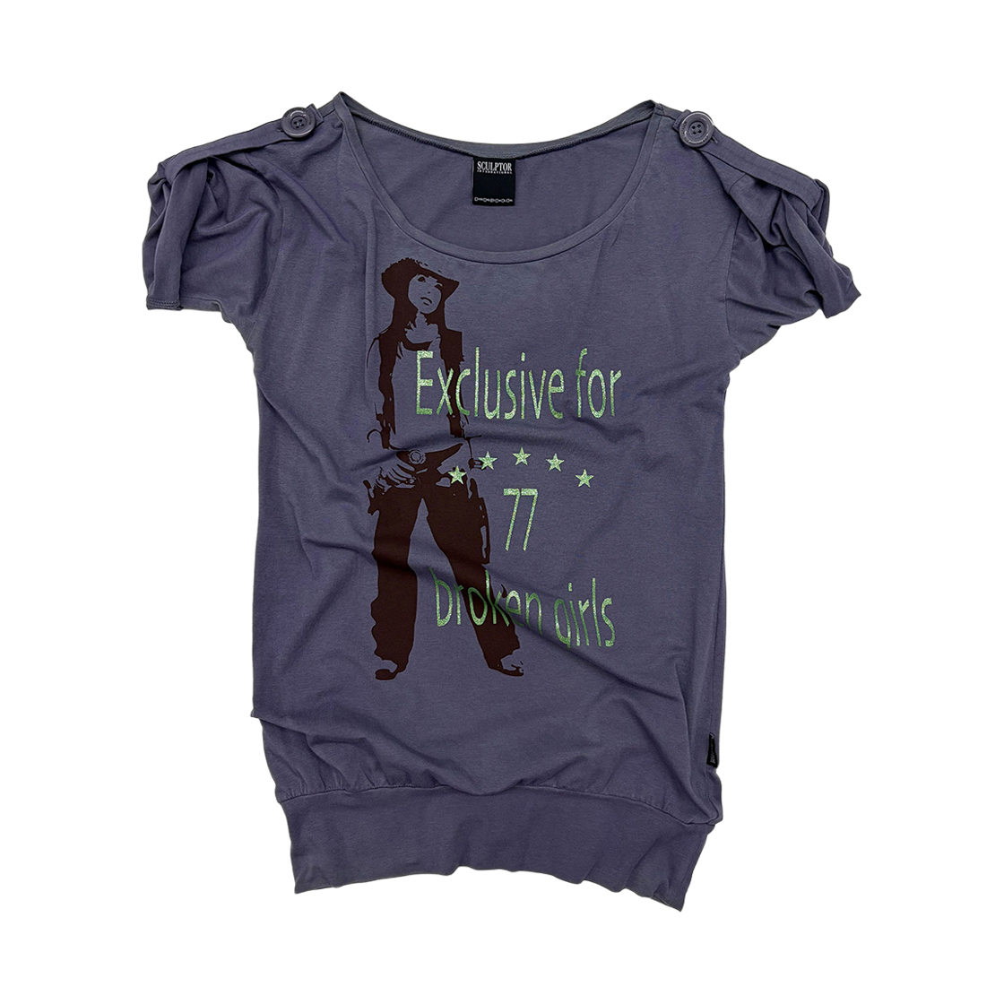 스컬프터 브로큰 걸스 롤업 티 더티 퍼플(Sculptor Broken Girls Roll Up Tee Dirty Purple)