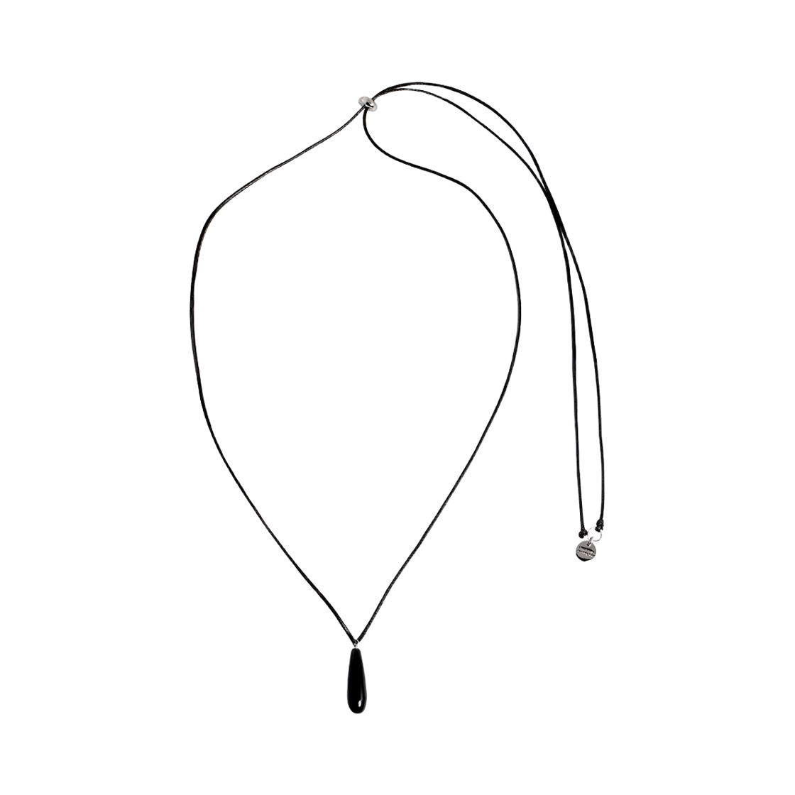 L261MNK070 lovememonster Slim Onyx Drop Long Strap Necklace BLACK