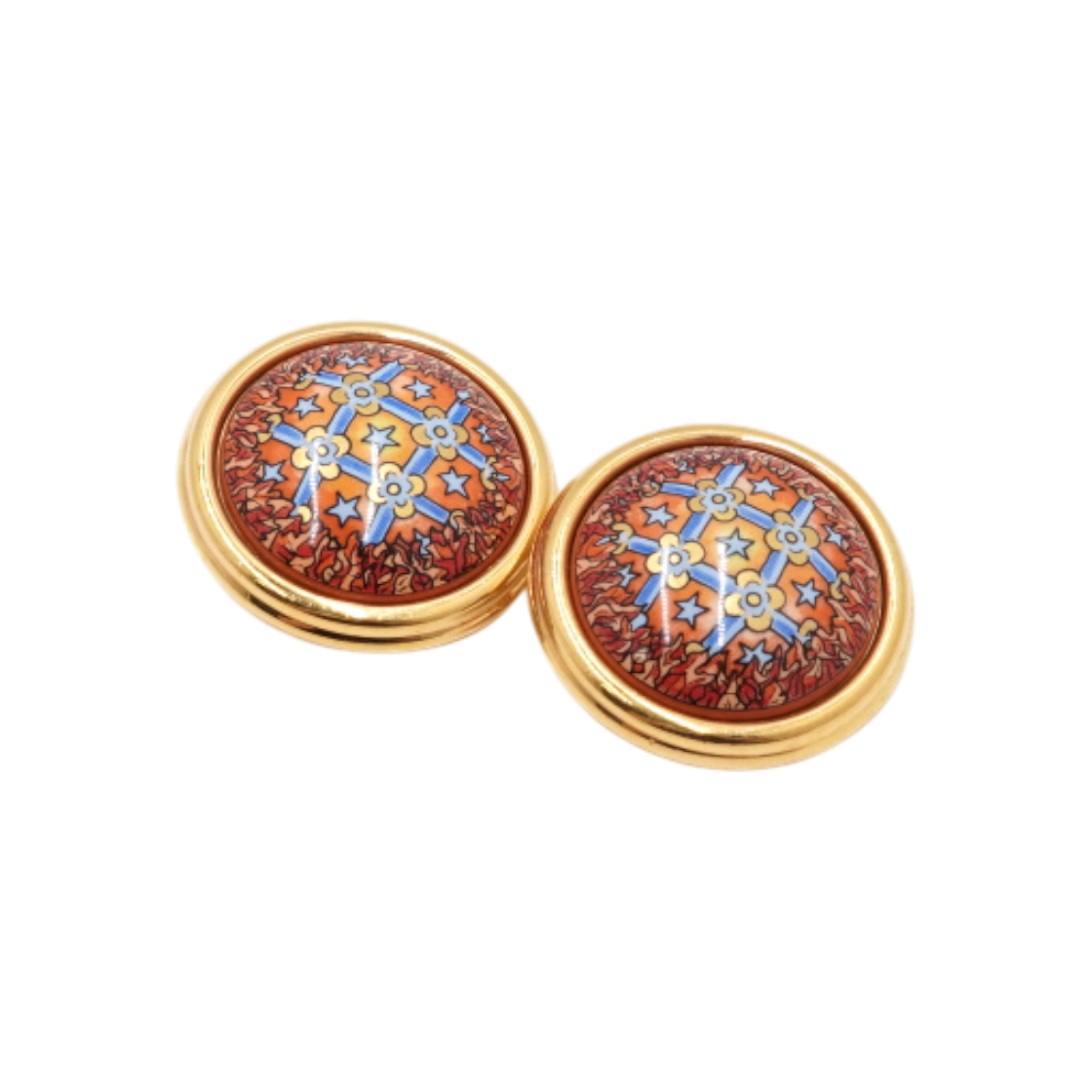 ITW48QM93MT8 Hermes Enamel Red Cloisonne Clip-On Earrings