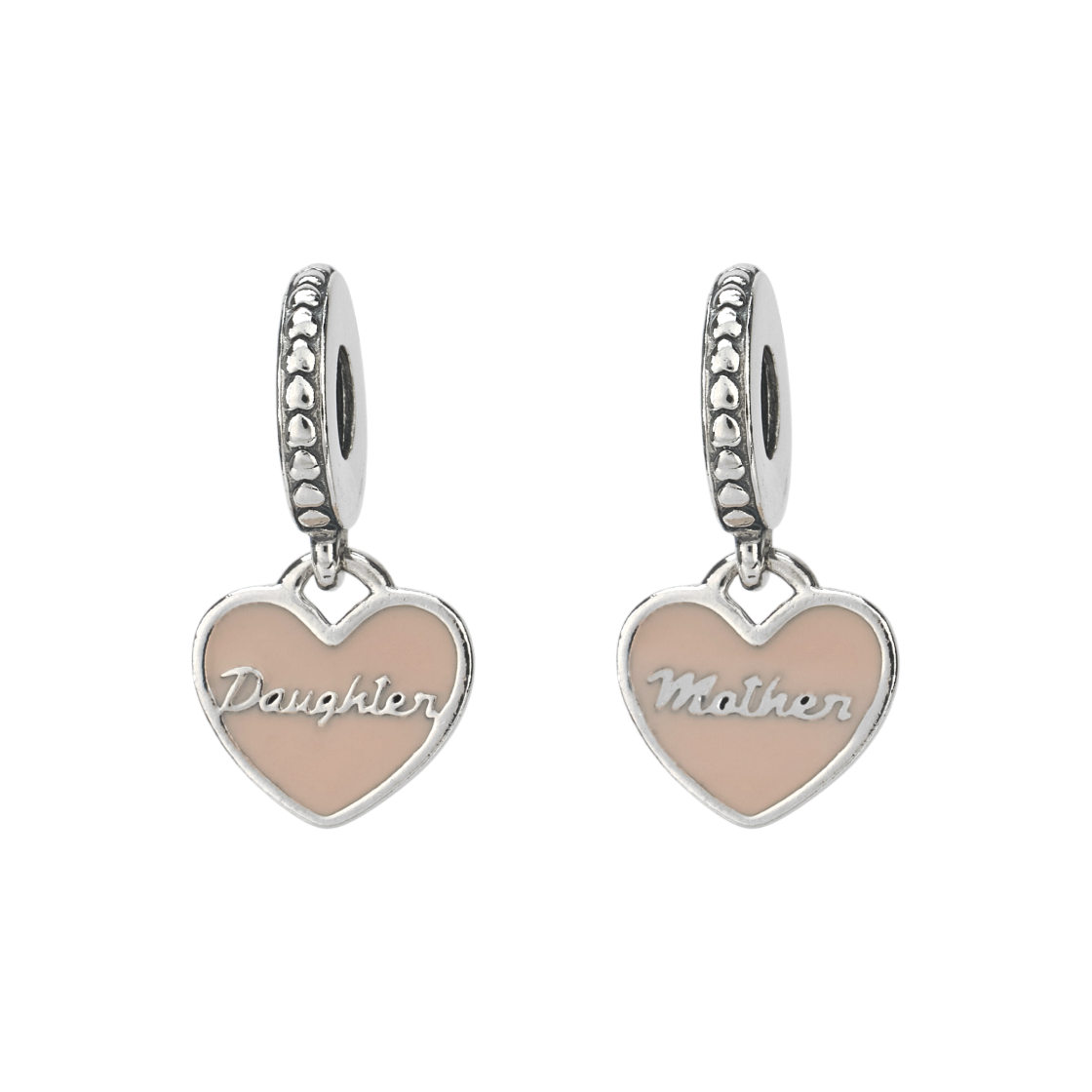 (W) 판도라 마더 & 도터 하트 댕글 참 스털링 실버 핑크((W) Pandora Mother & Daughter Hearts Dangle Charm Sterling Silver Pink)