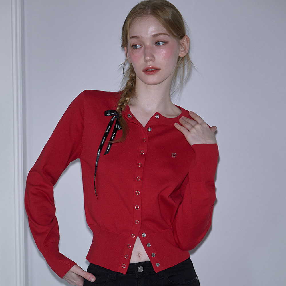 로제프란츠 아일렛 라운드 가디건 로즈 레드(Rosefrantz Eyelet Round Cardigan [Rose Red]) - 2