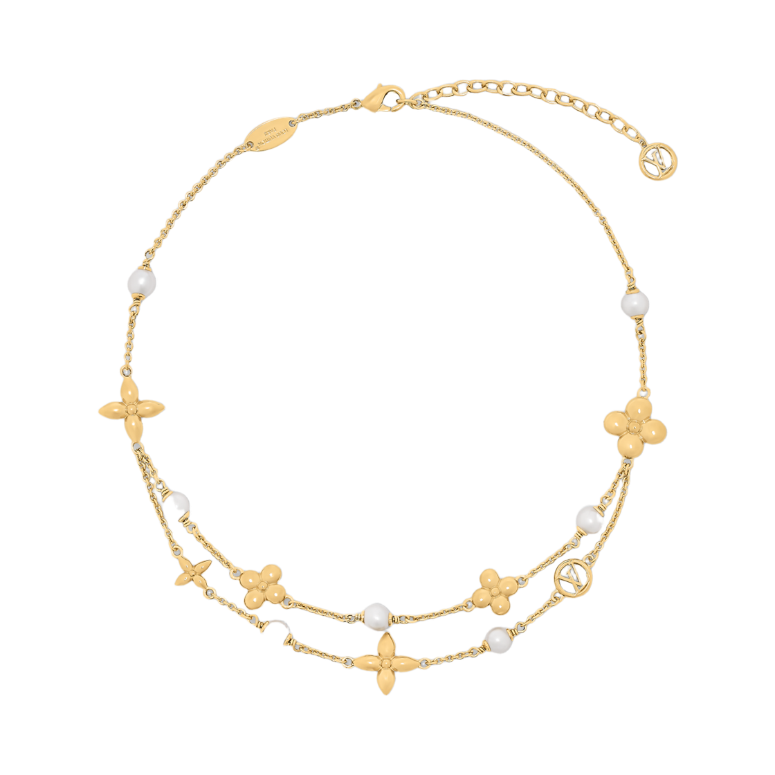M03508 (W) Louis Vuitton Pearl Constellation Necklace Gold