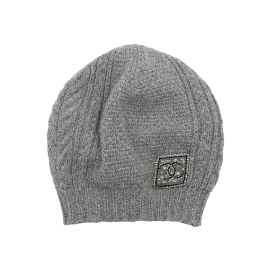 IT58MR6O2DN2 Chanel Gray Cashmere CC Crystal Women Beanie Hat