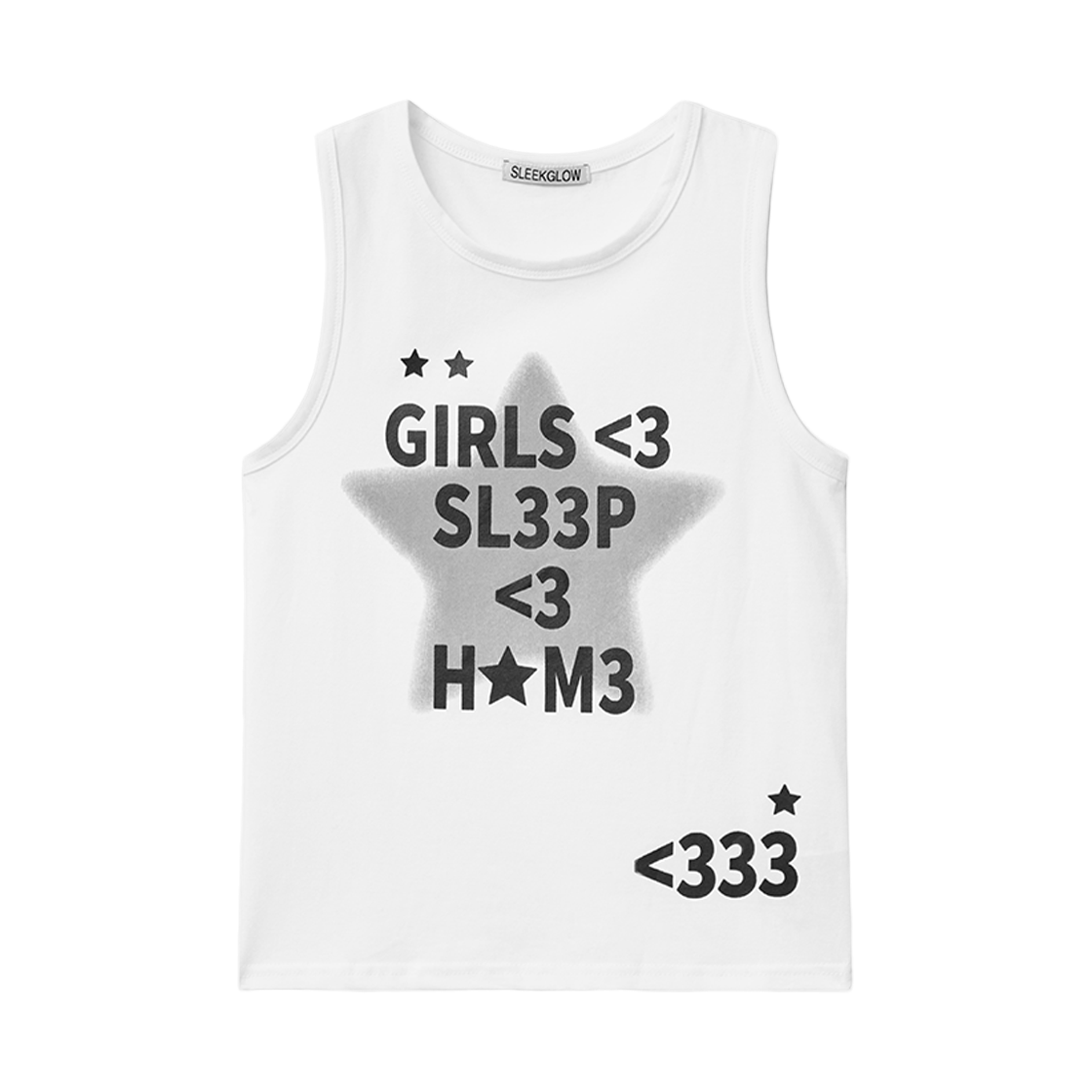 슬릭글로우 러브 이모지 슬리브리스 탑 화이트(SLEEKGLOW Love Emoji Sleeveless Top White) - 1