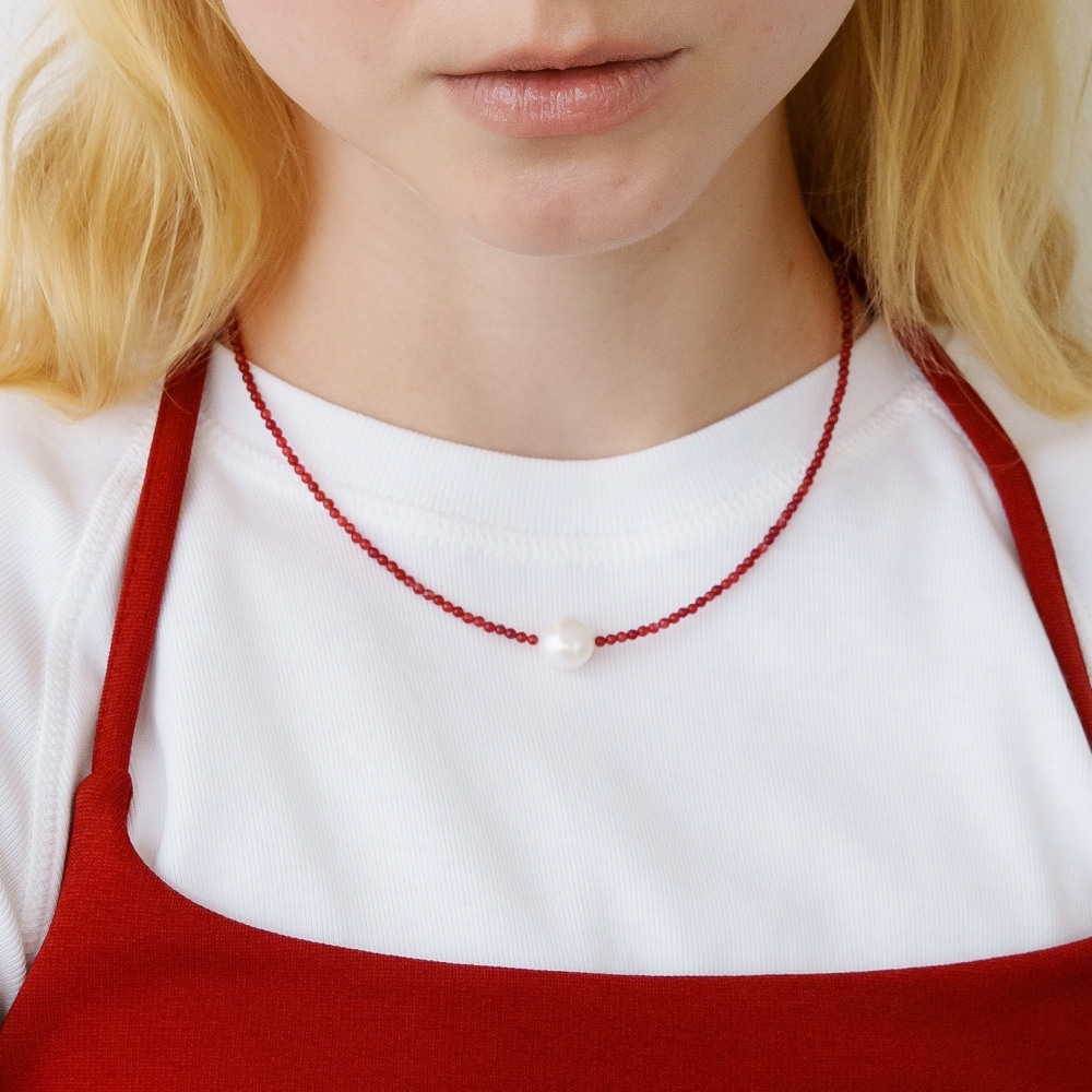 러브미몬스터 천연 원석과 진주 목걸이 레드(lovememonster Natural Gem And Pearl Necklace RED) - 3